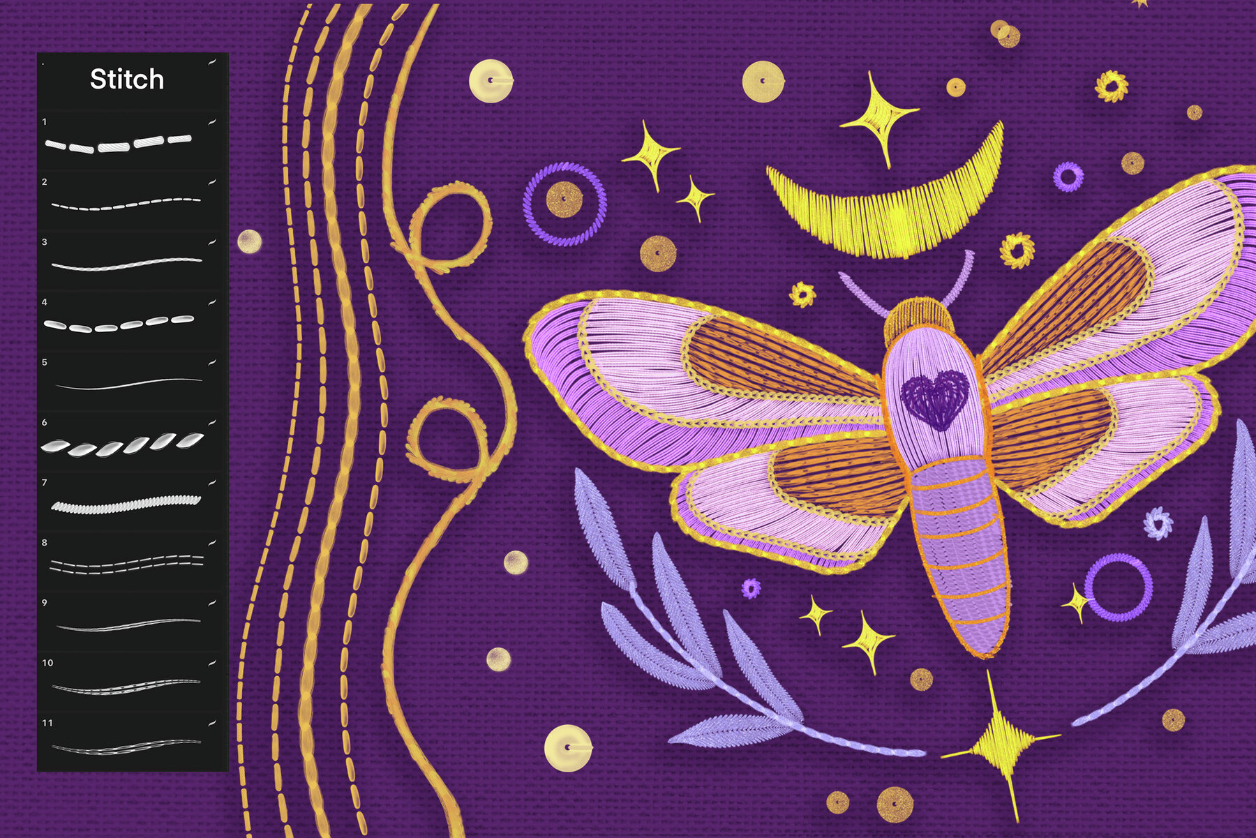 Procreate Magic Stitches and Patterns Brushes 6