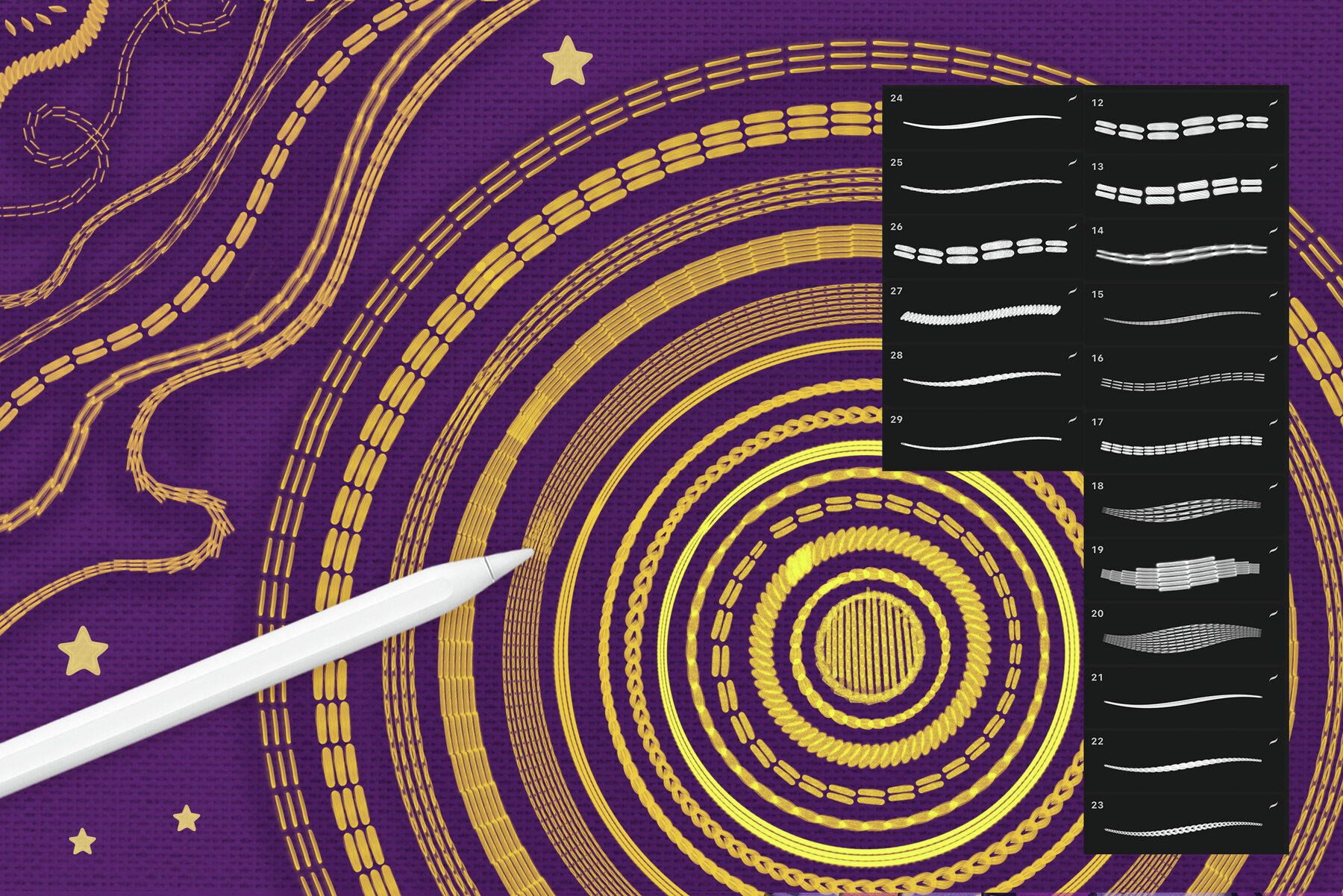 Procreate Magic Stitches and Patterns Brushes 7