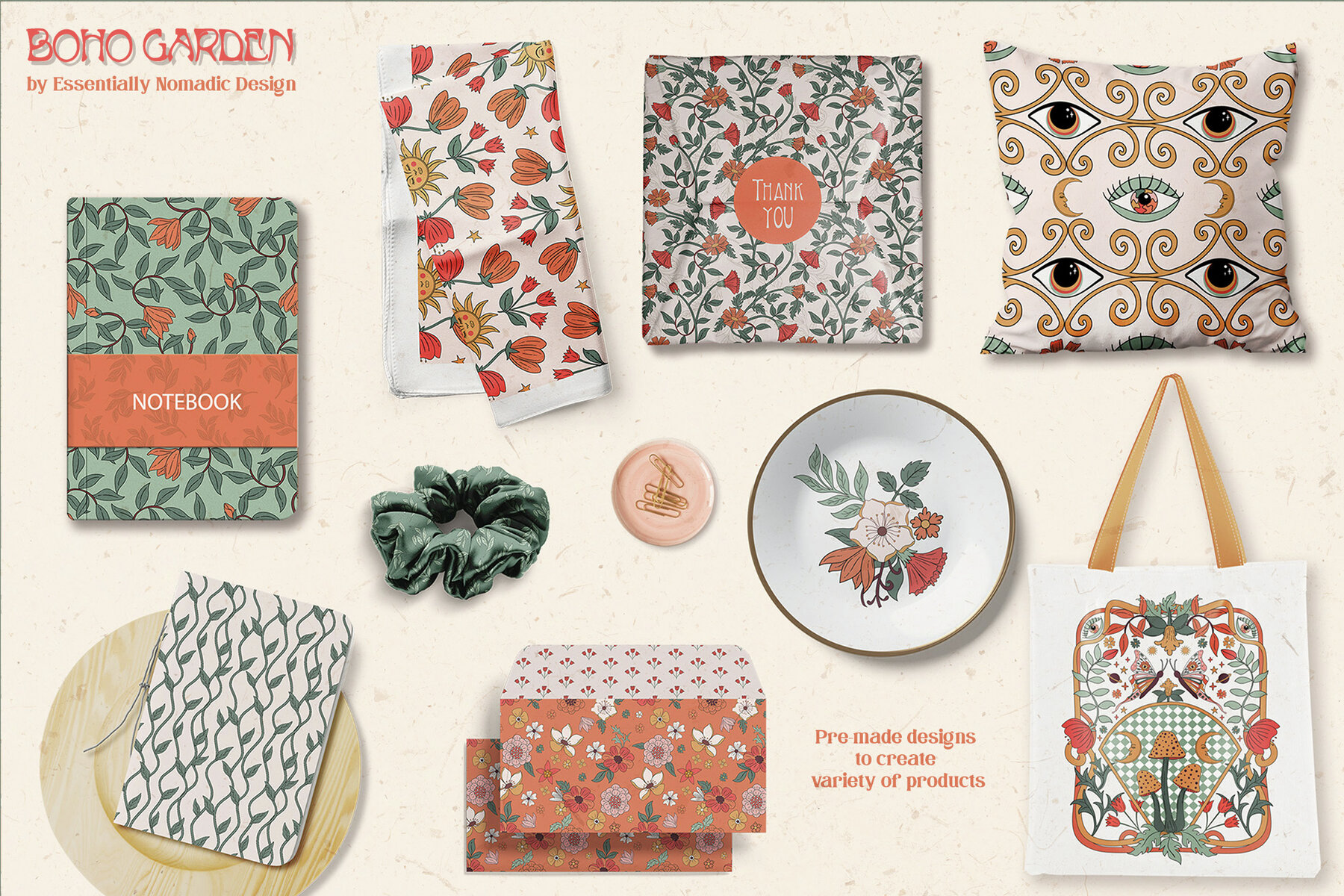 Boho Garden Floral  Pattern   Clipart Collection 6