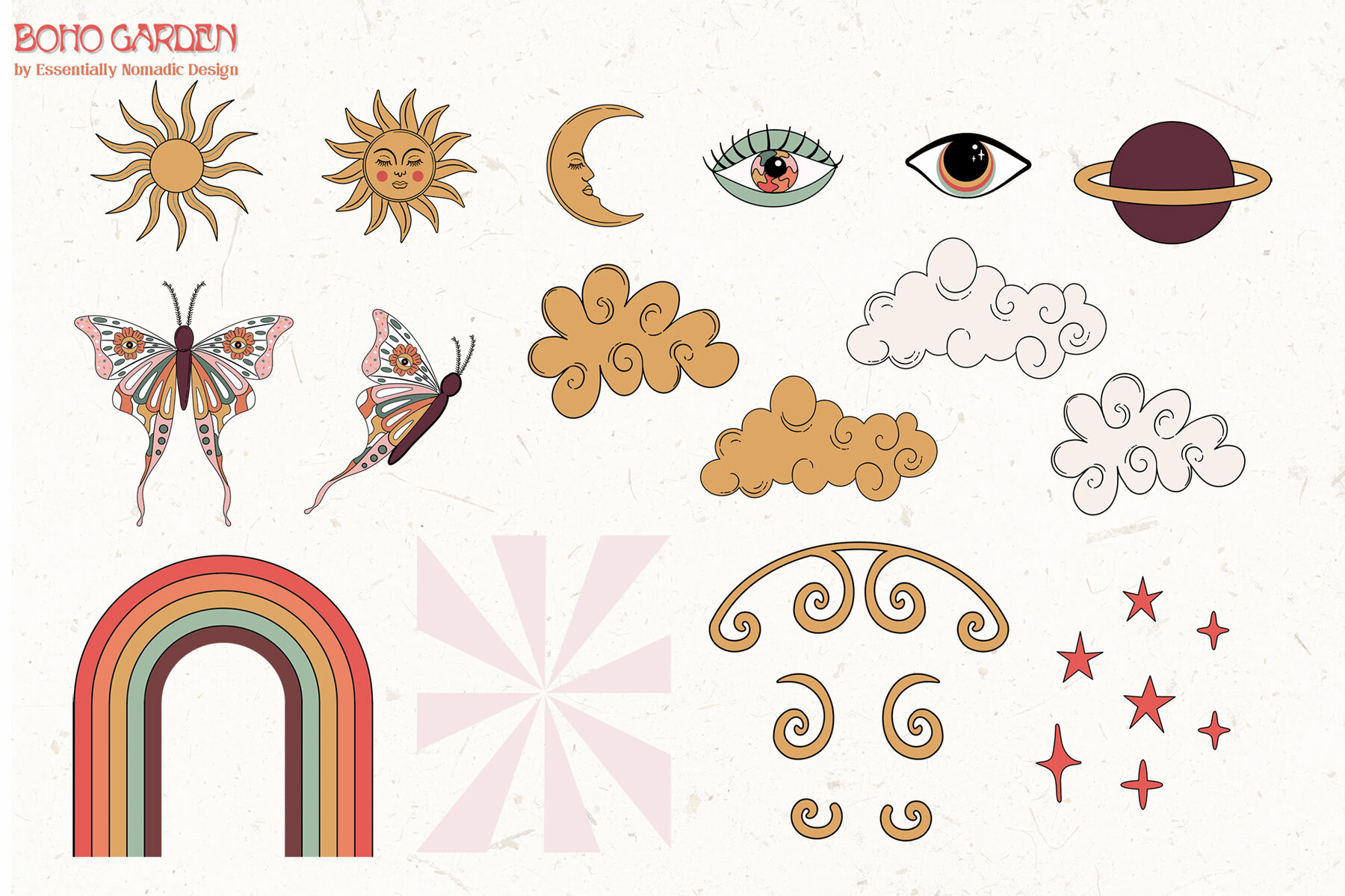 Boho Garden Floral  Pattern   Clipart Collection 10