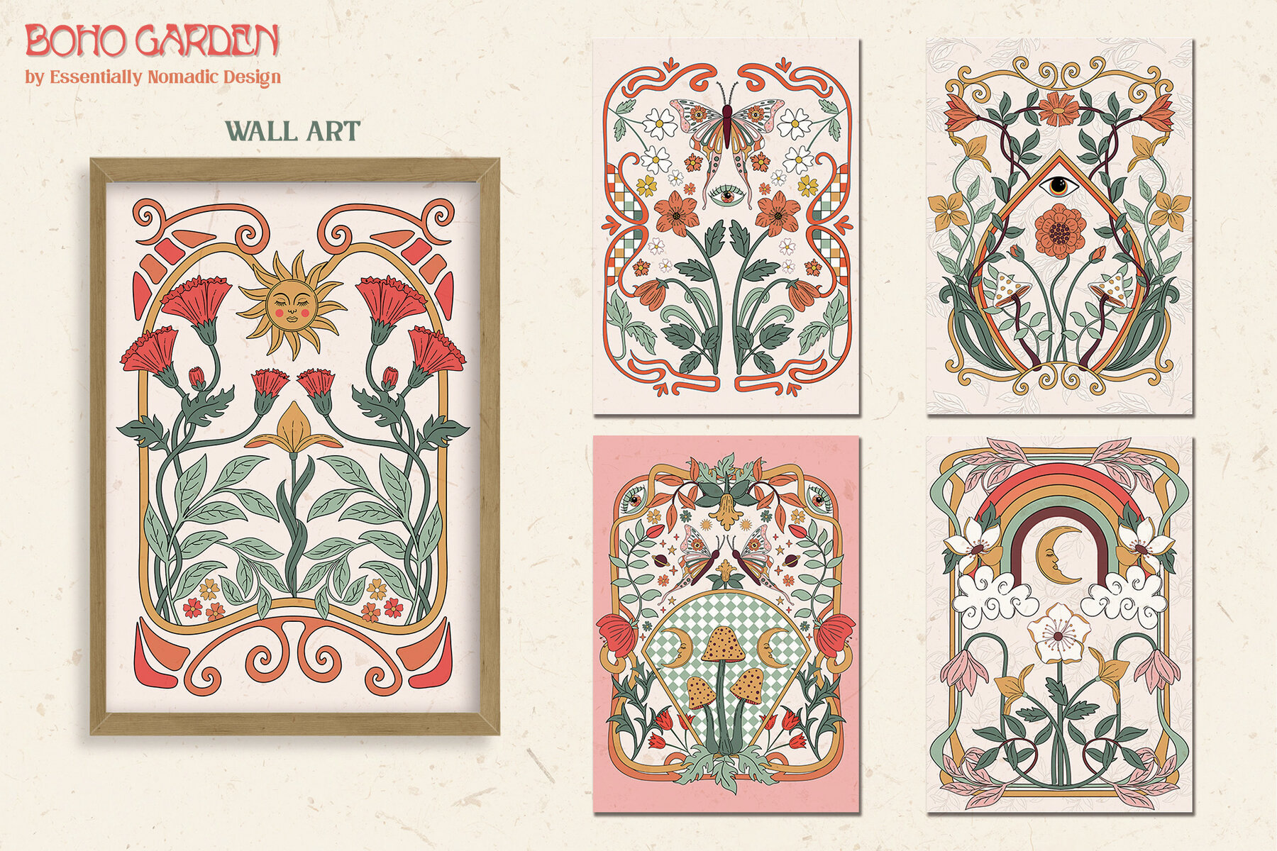 Boho Garden Floral  Pattern   Clipart Collection 12
