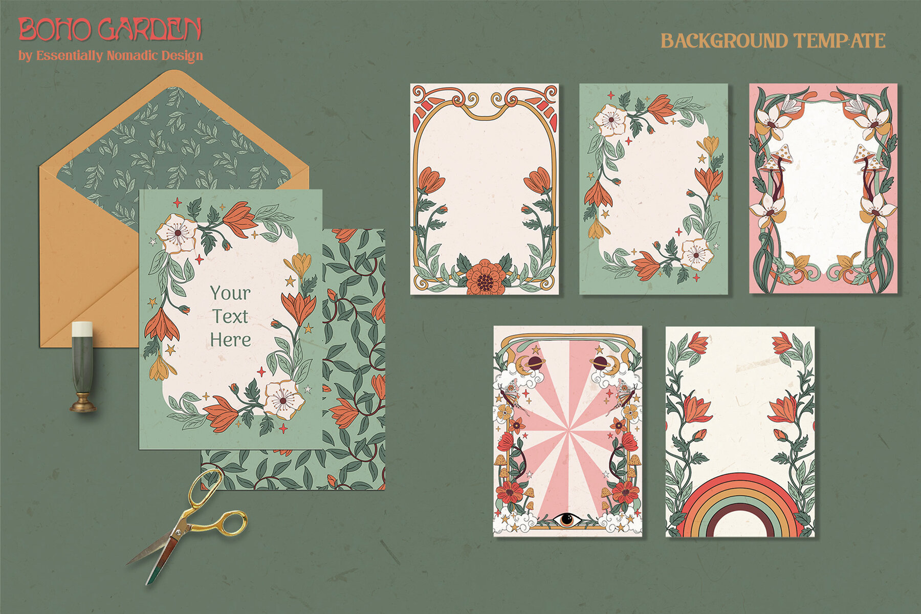 Boho Garden Floral  Pattern   Clipart Collection 14