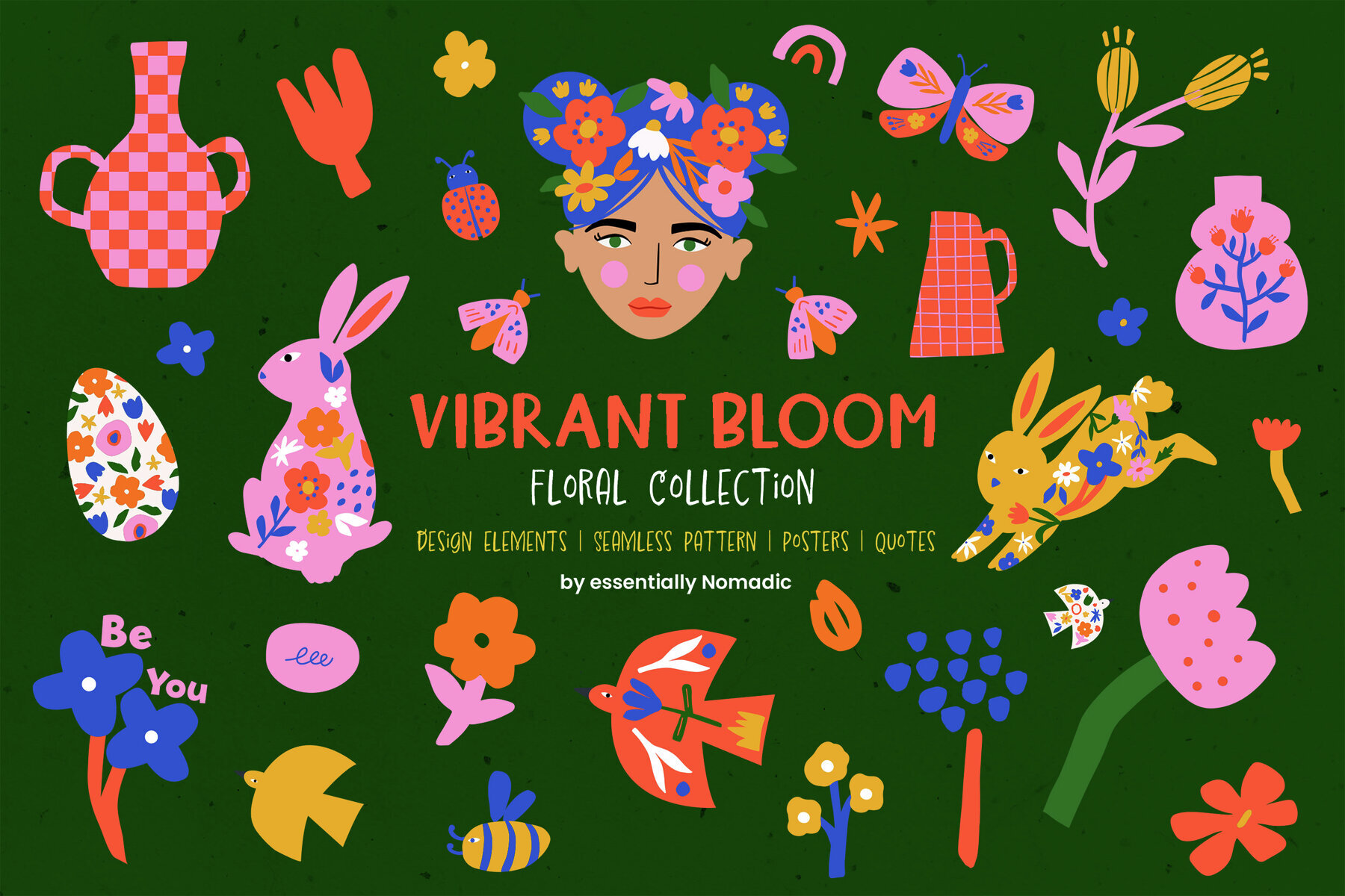 Vibrant Bloom Abstract Spring Floral Graphic Collection 1