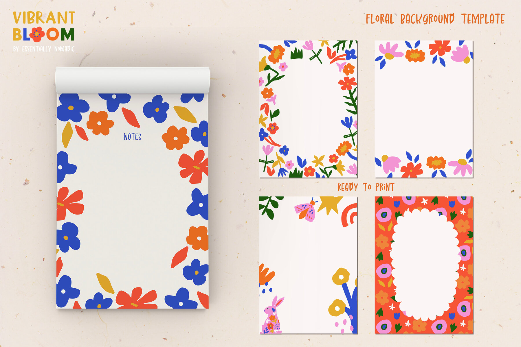 Vibrant Bloom Abstract Spring Floral Graphic Collection 10