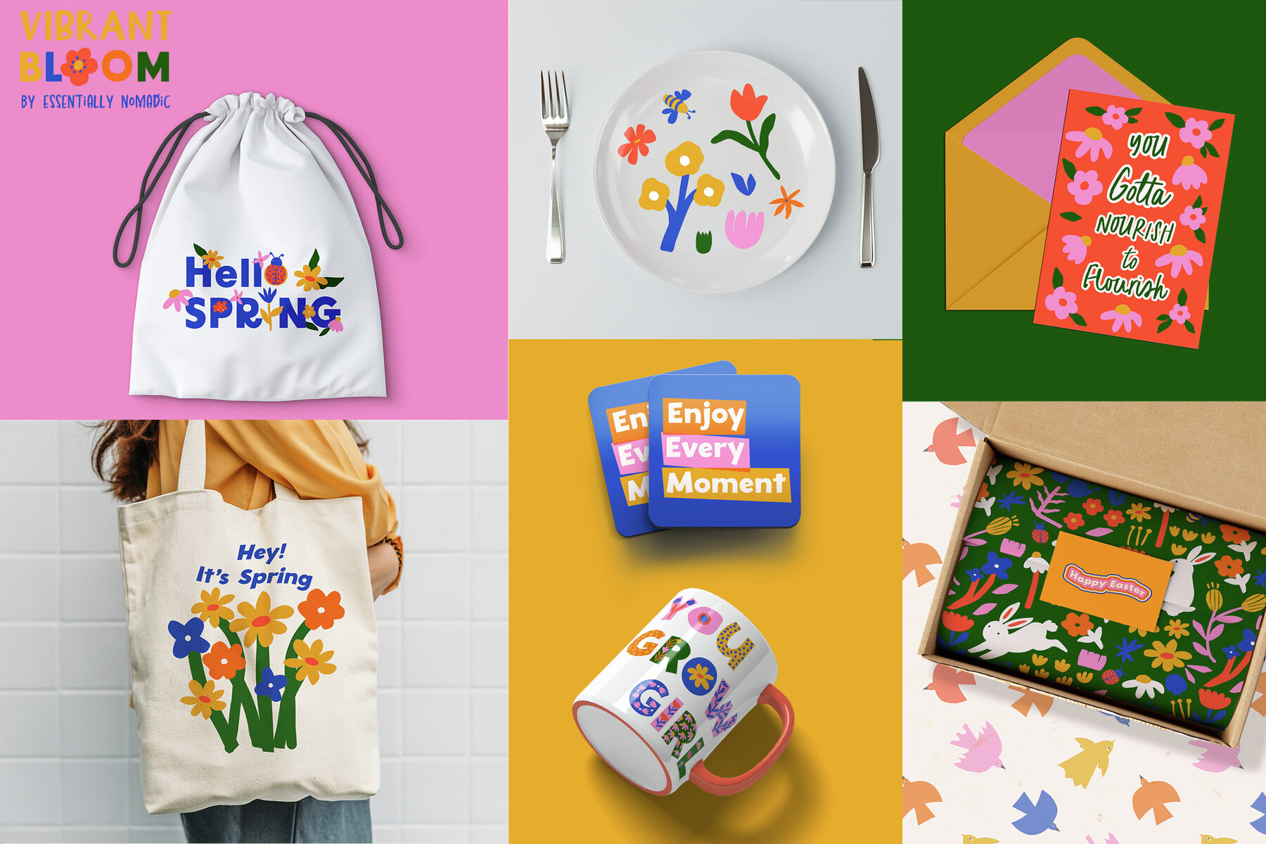 Vibrant Bloom Abstract Spring Floral Graphic Collection 15