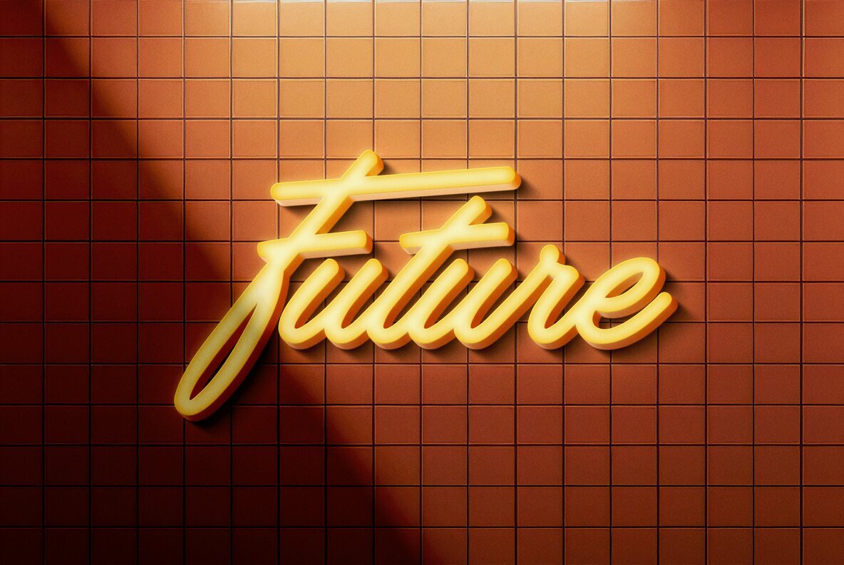 Bright Retro 3D Sign Mockups 5