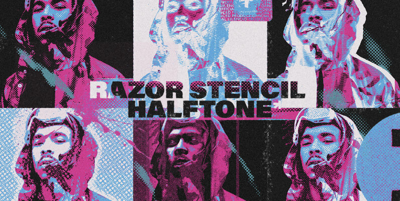Razor Stencil Halftone Effect Action