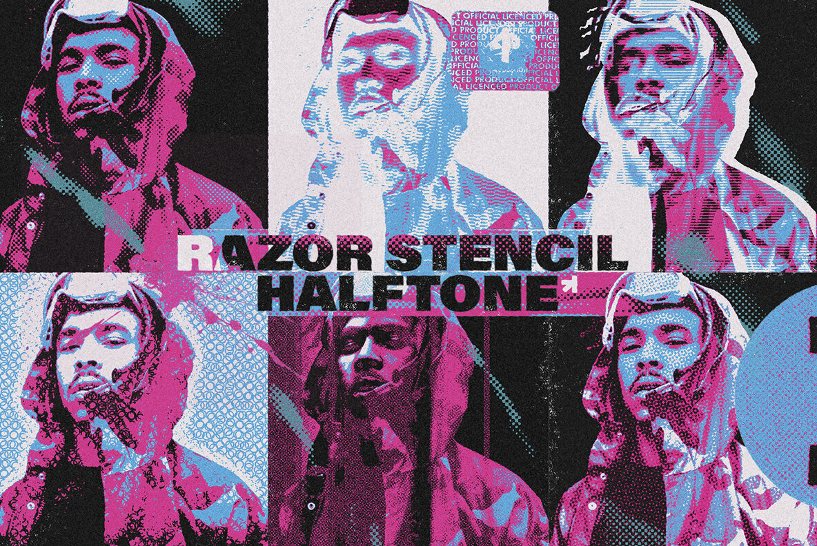 Razor Stencil Halftone Effect Action 1