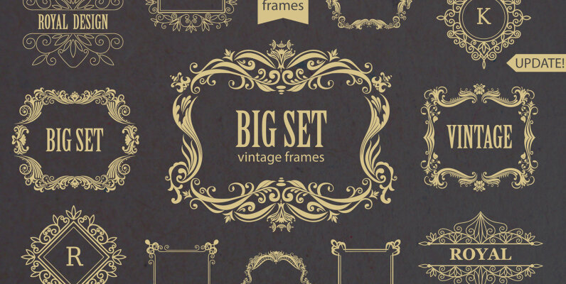 Vintage Frames and Monogram Set