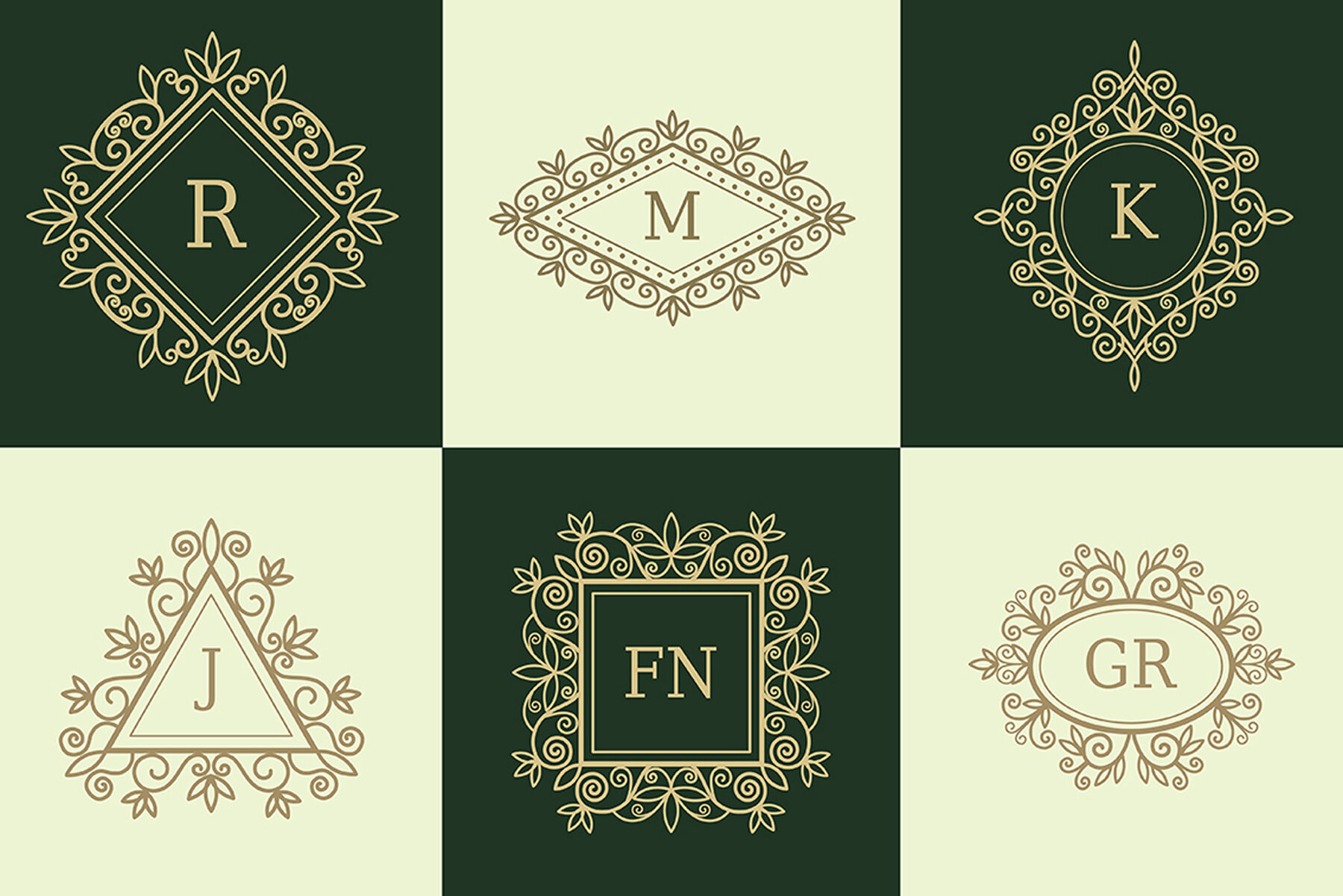 Vintage Frames and Monogram Set 6