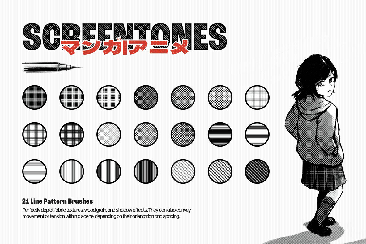 Manga Screentone Brushes for Illustrator 6