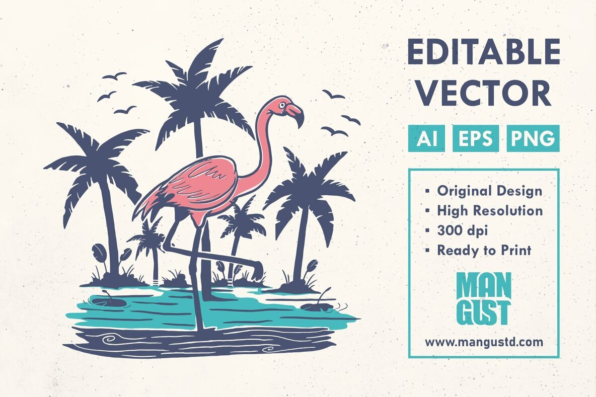 Chillin Flamingo on the Beach 1