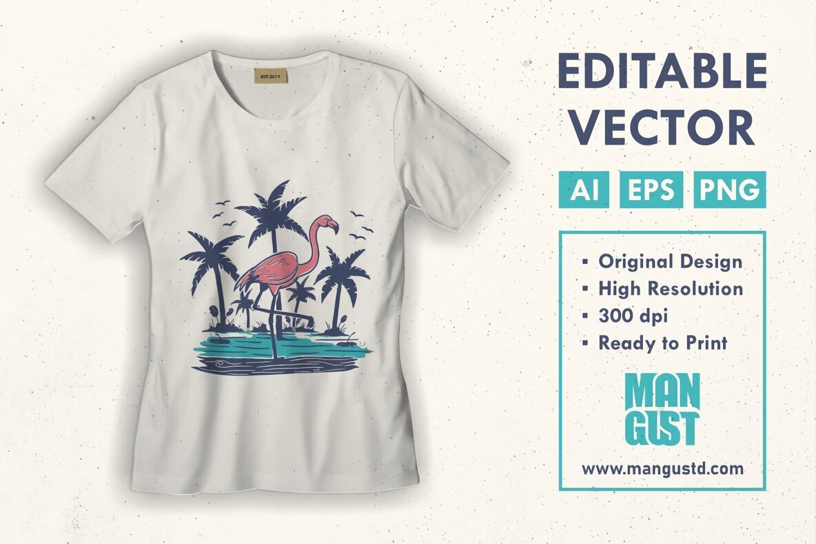 Chillin Flamingo on the Beach 3