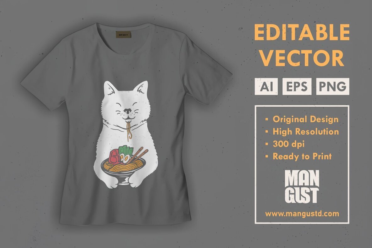 Cute Cat Eating Ramen 3