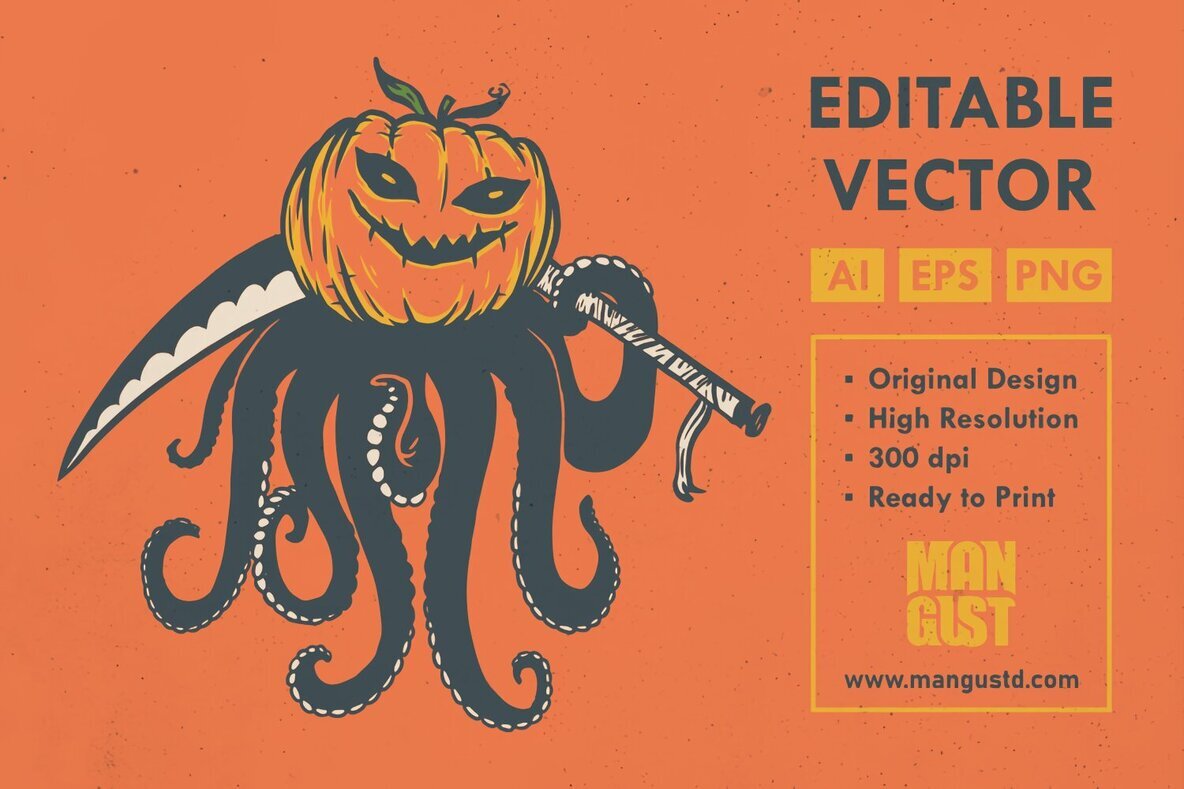 Octopus Pumpkin Reaper Halloween 1