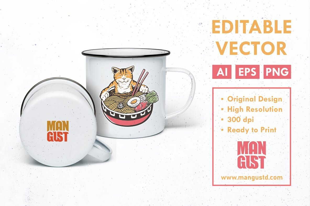 Cat in the Ramen Bowl 2