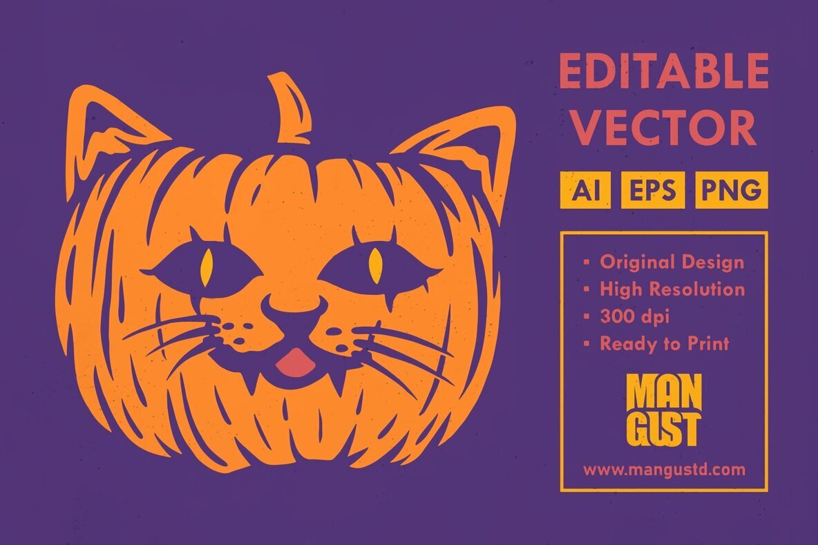 Scary Cat Pumpkin Halloween 1