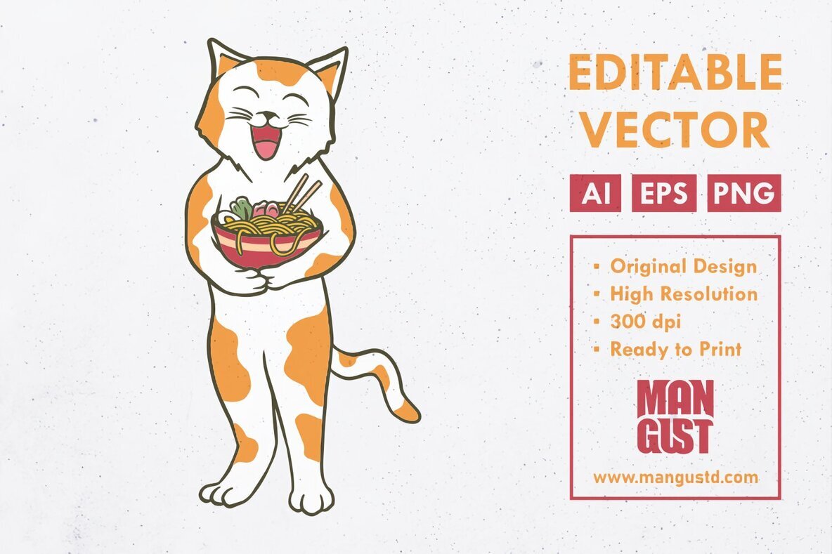 Cute Cat with Ramen 1