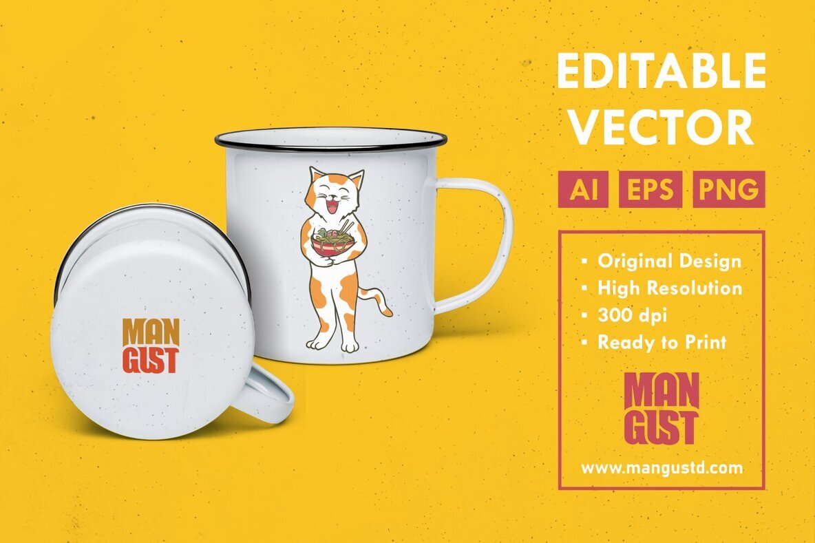 Cute Cat with Ramen 2