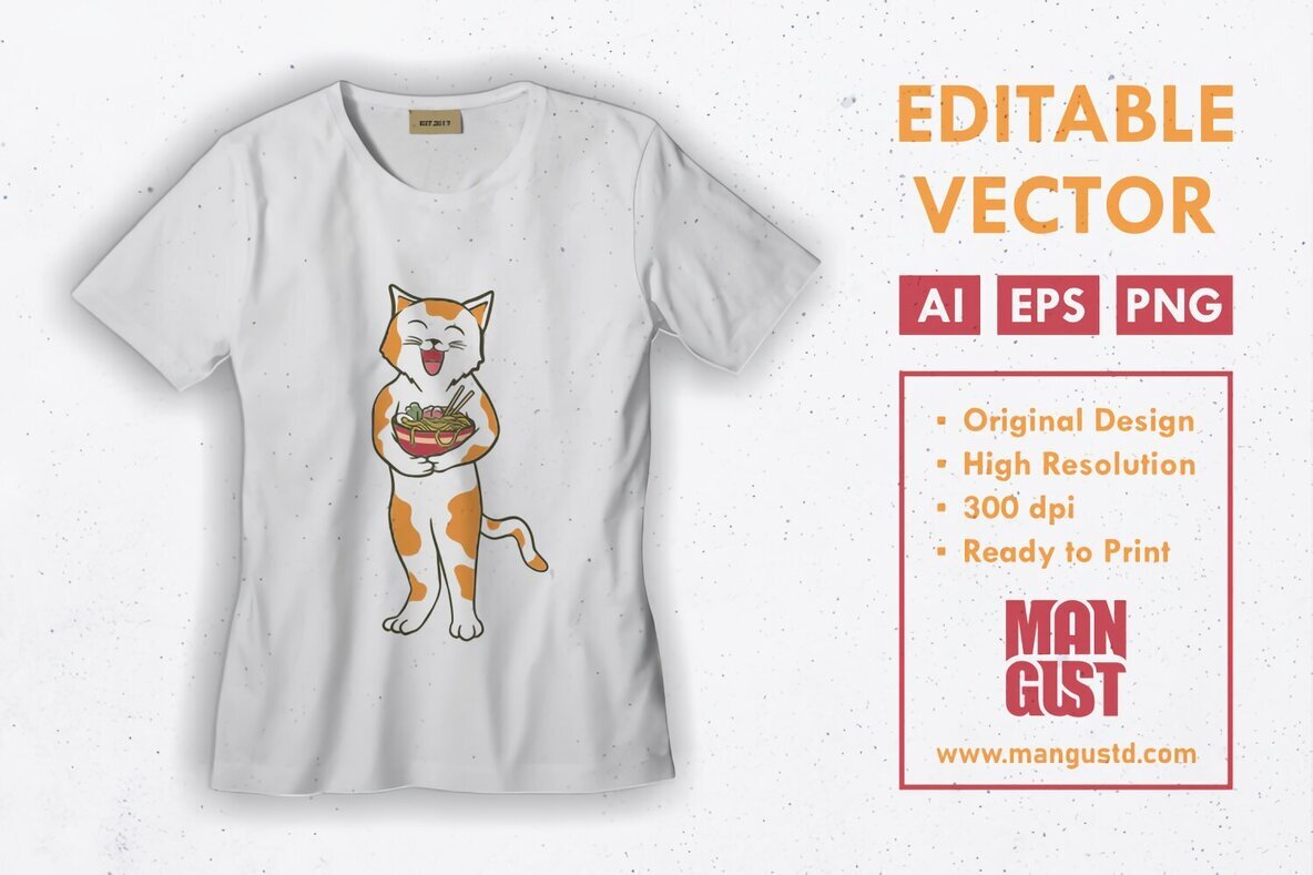 Cute Cat with Ramen 3