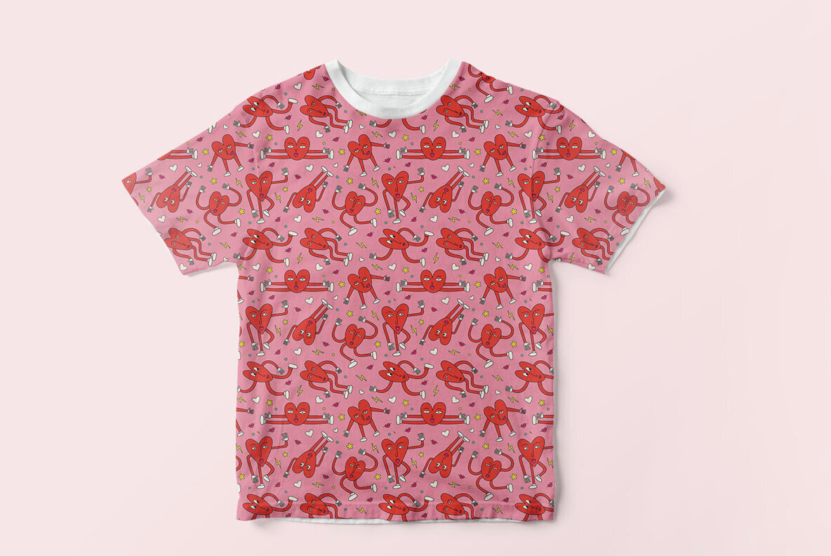 Retro cartoon playful Valentines Day pattern 2