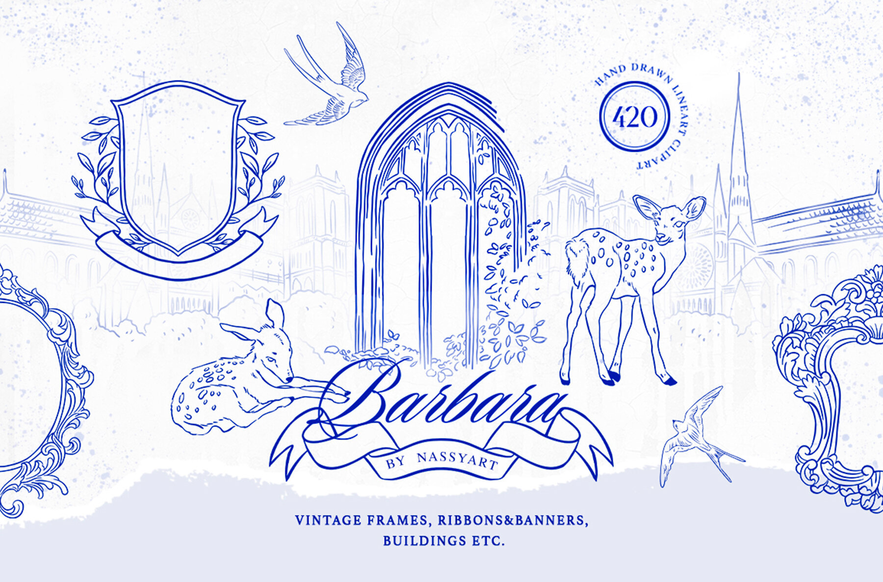 Barbara Vintage Line Art Set 1