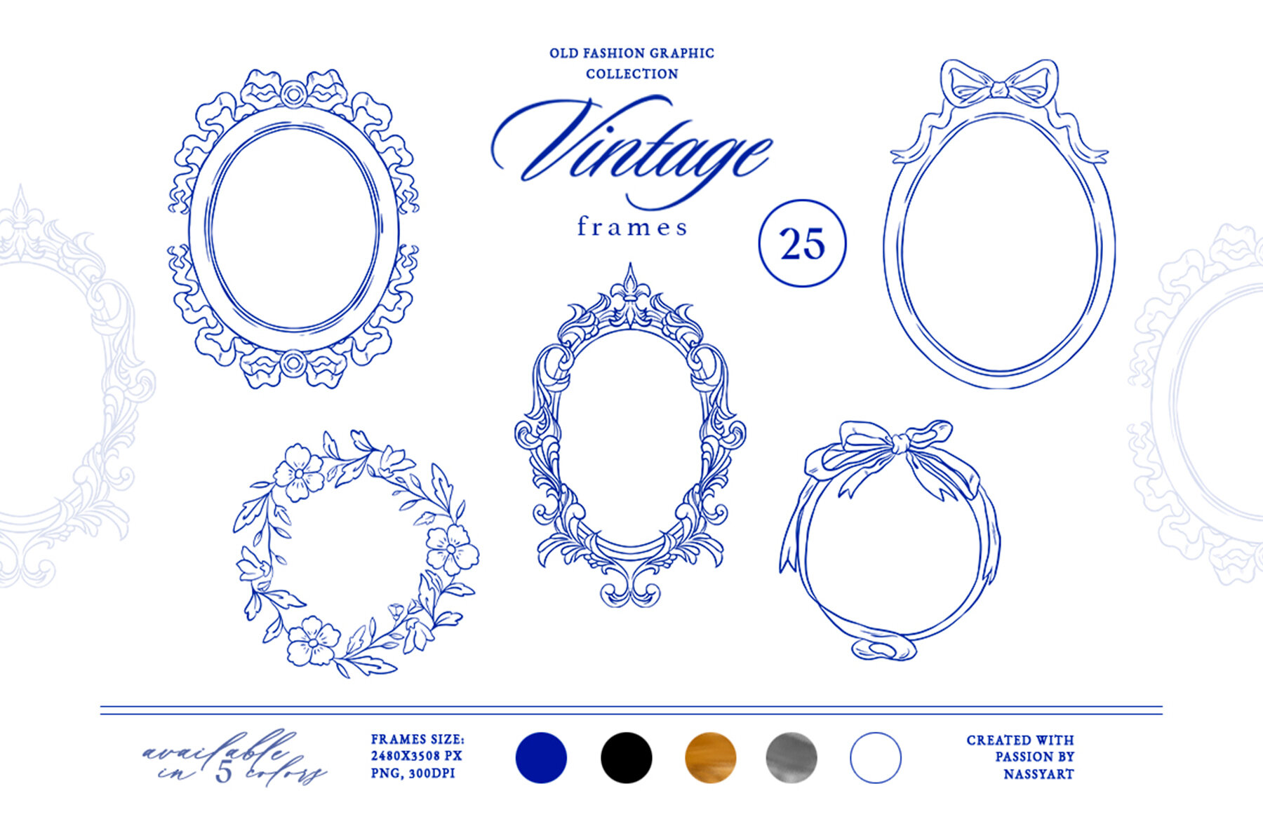 Barbara Vintage Line Art Set 6