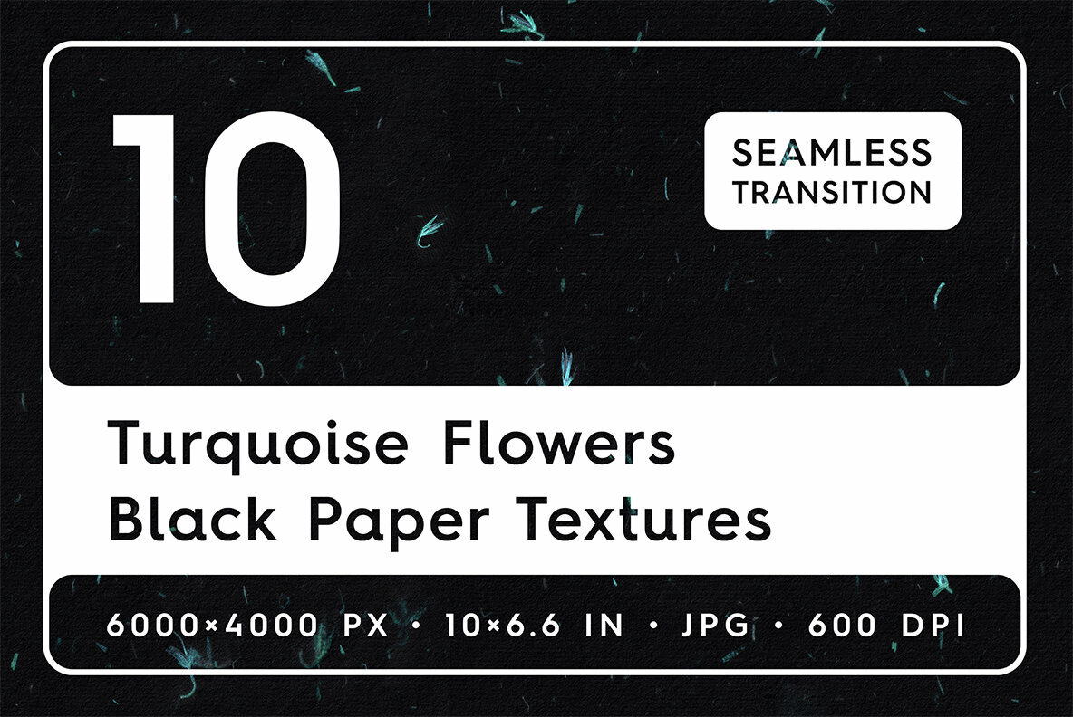 10 Turquoise Flowers Black Paper Texture Backgrounds 1
