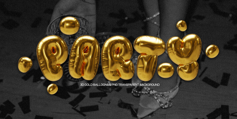 Party   3D Gold Balloon Letters