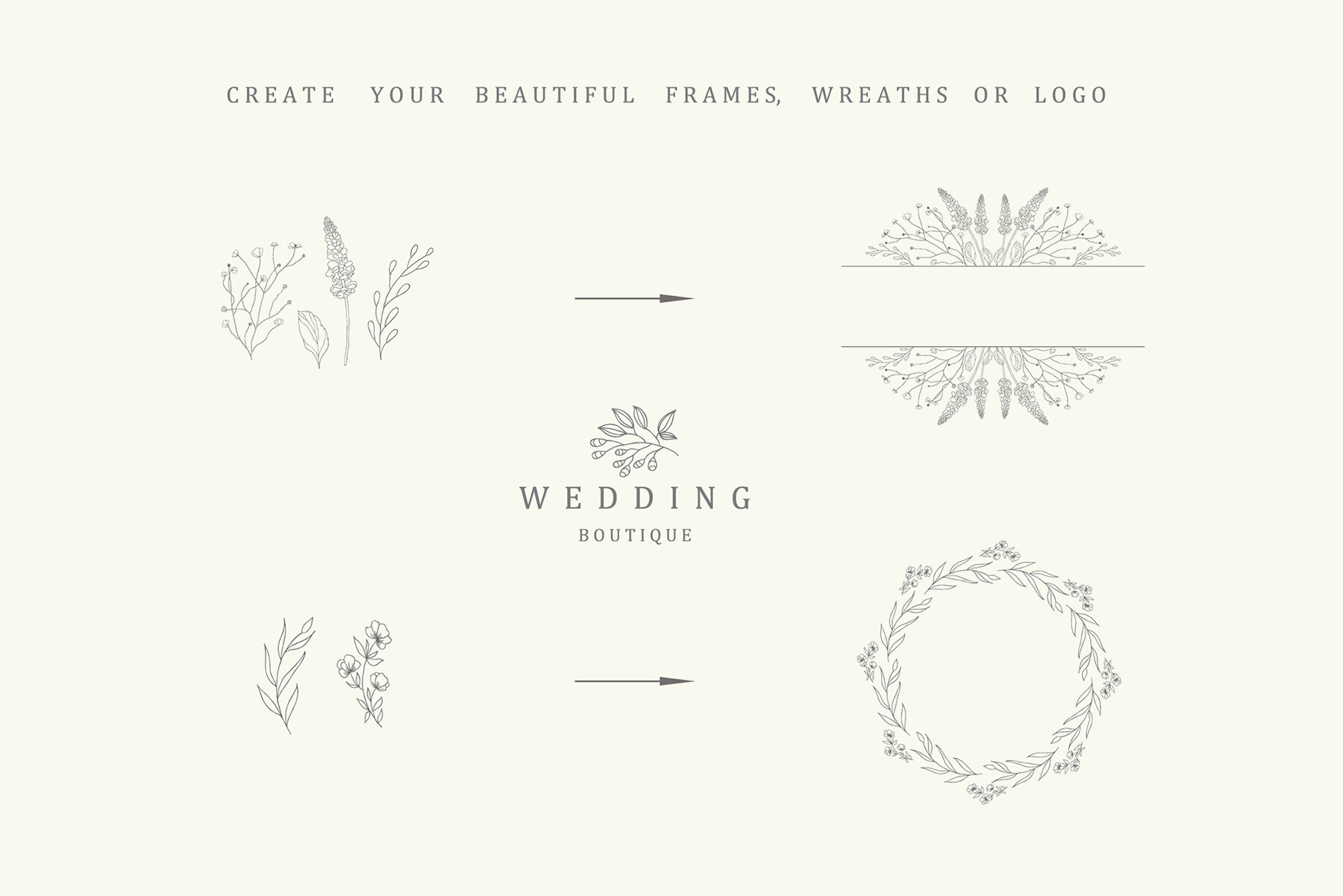 Hand Drawn Floral Elements Frames 9