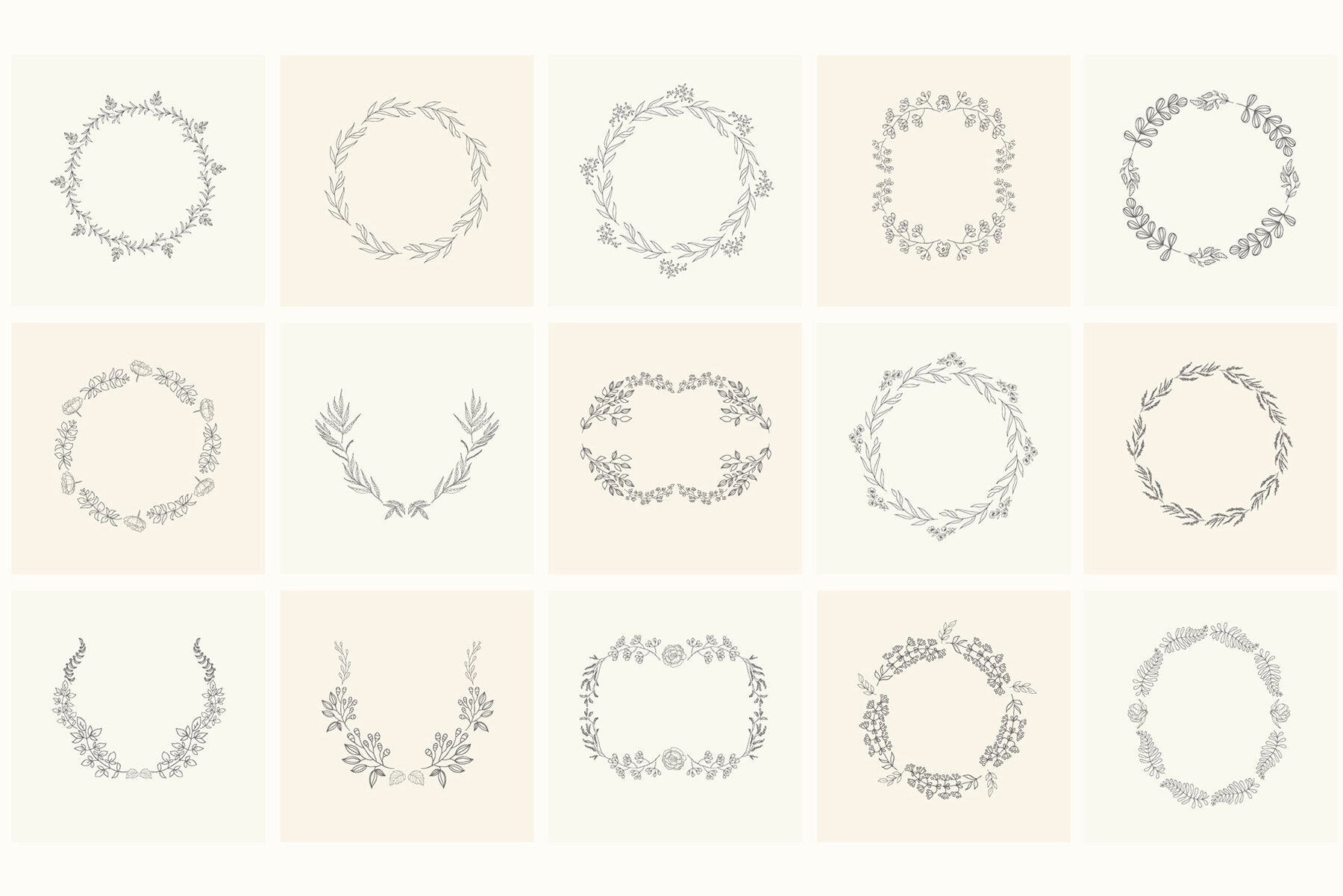 Hand Drawn Floral Elements Frames 10