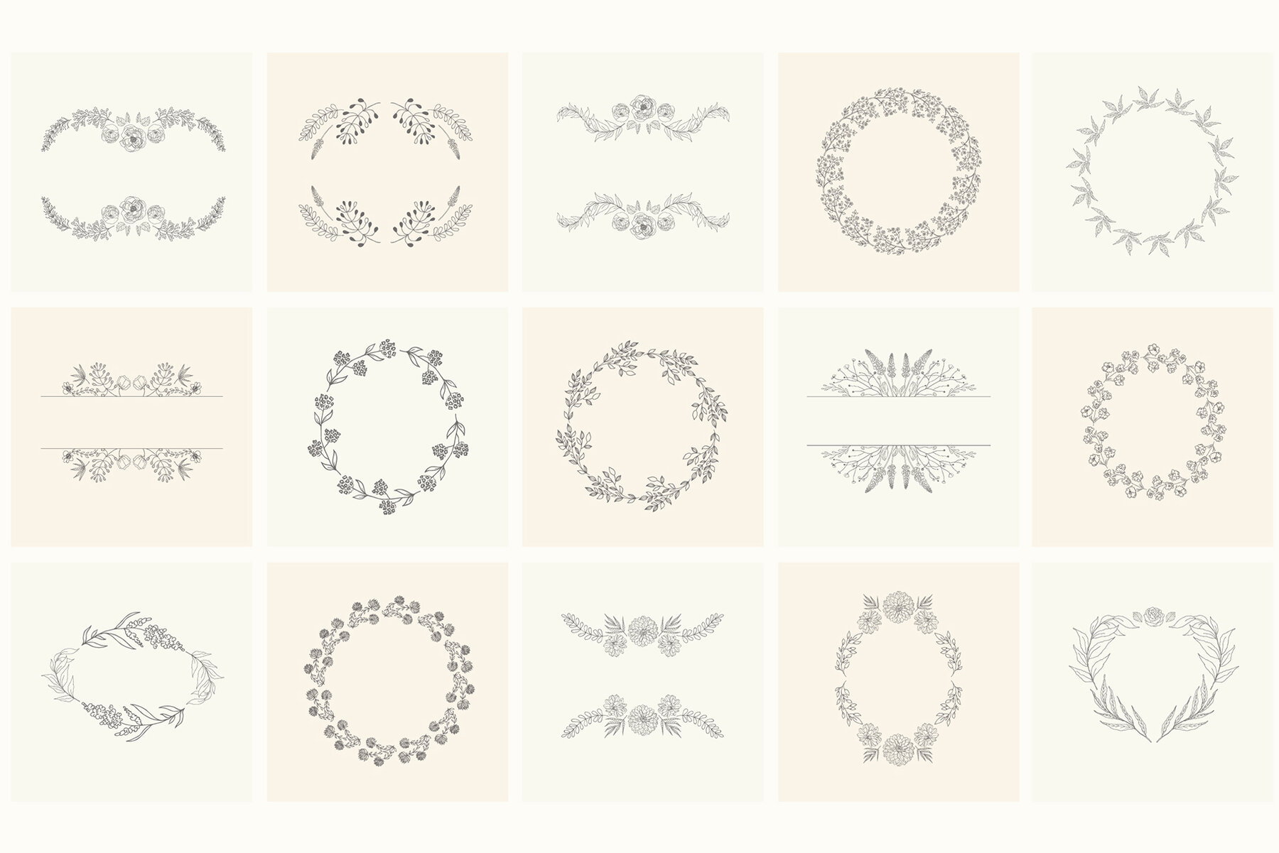 Hand Drawn Floral Elements Frames 11