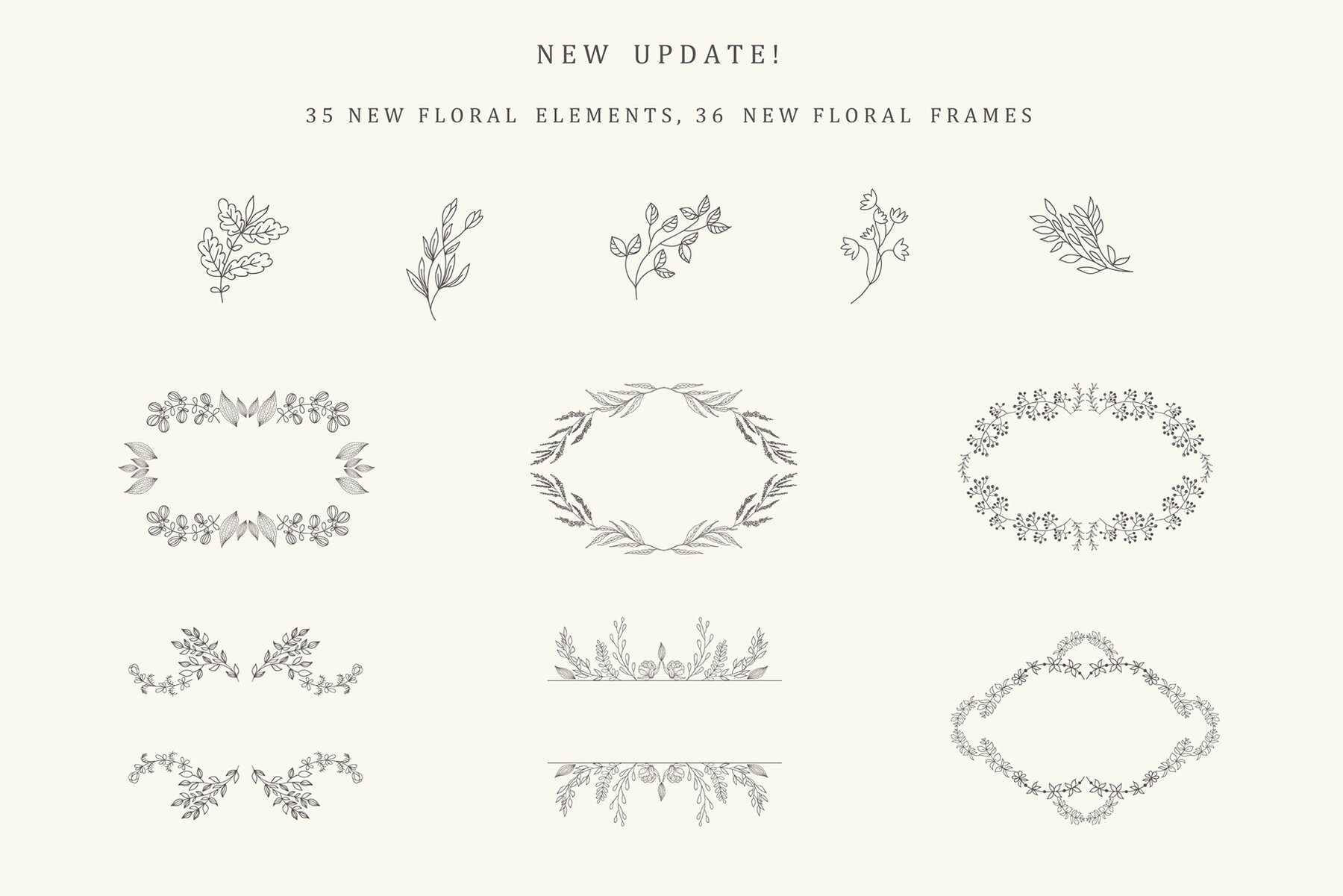 Hand Drawn Floral Elements Frames 14