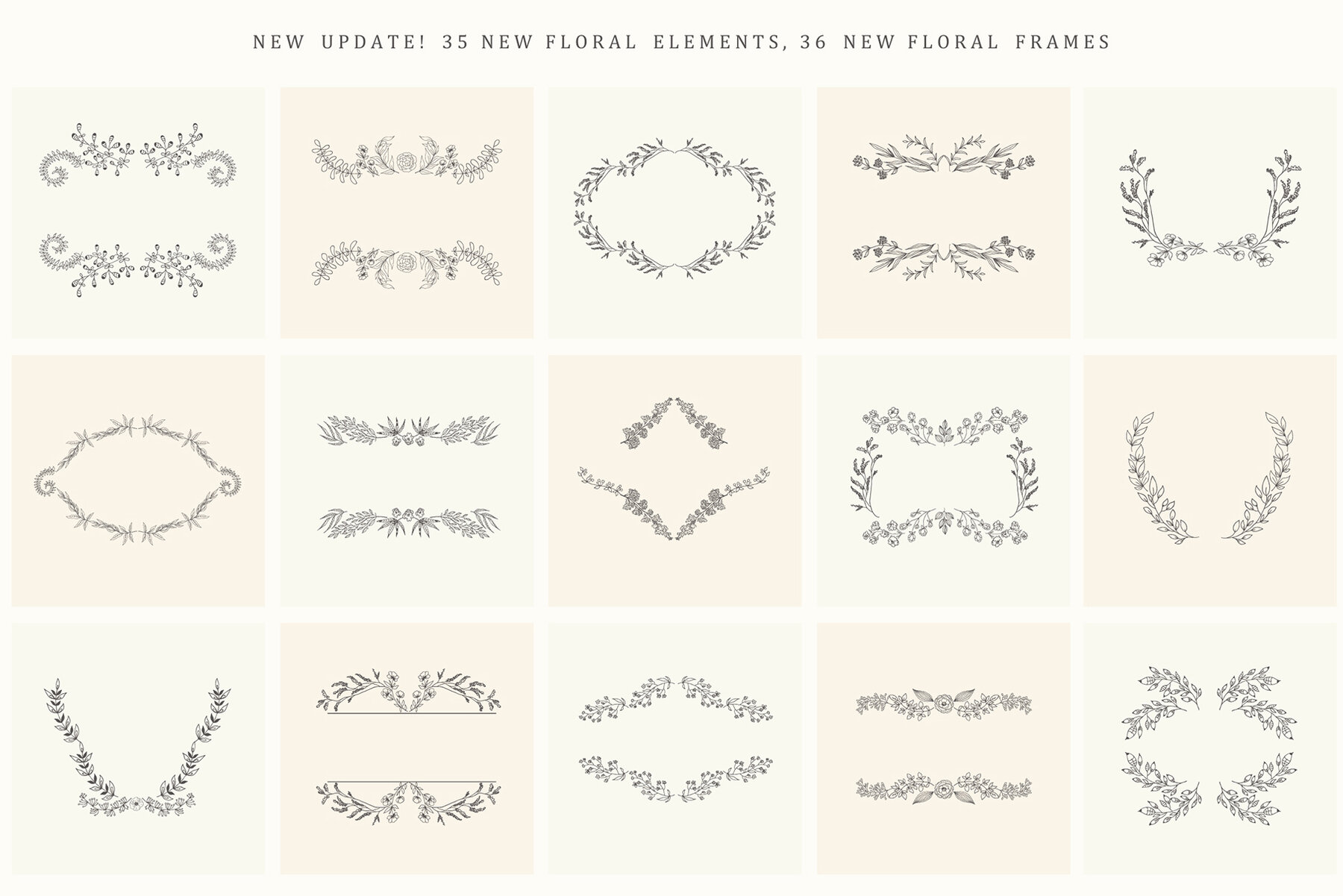 Hand Drawn Floral Elements Frames 17