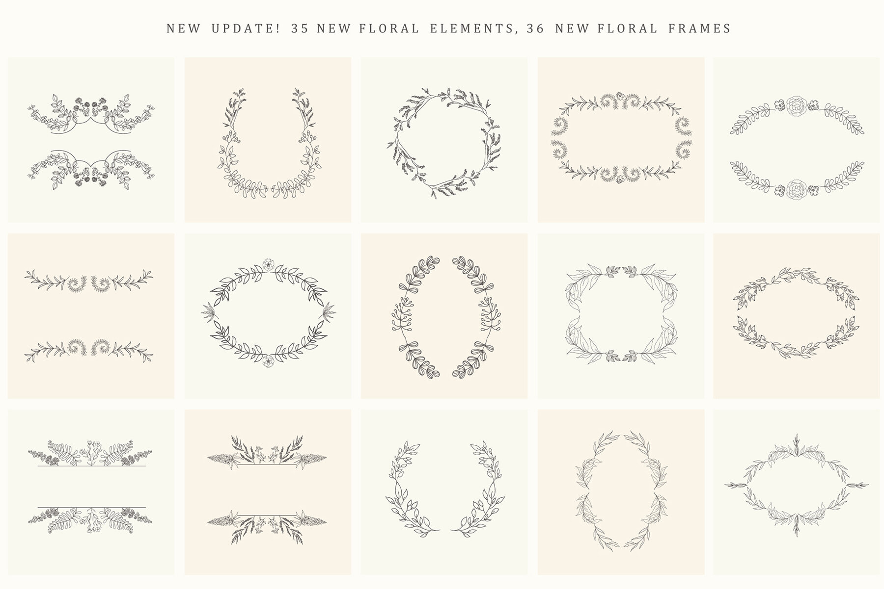 Hand Drawn Floral Elements Frames 18