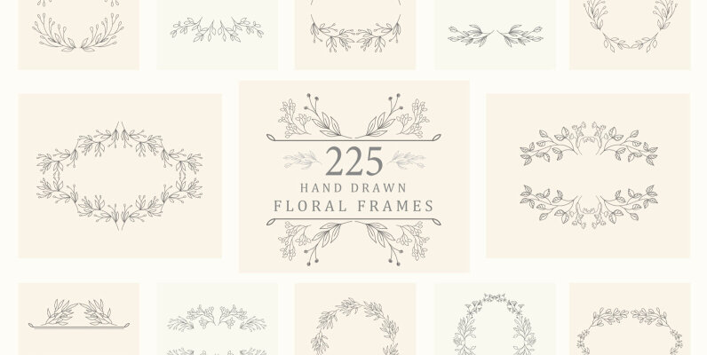Hand drawn floral frames Bundle