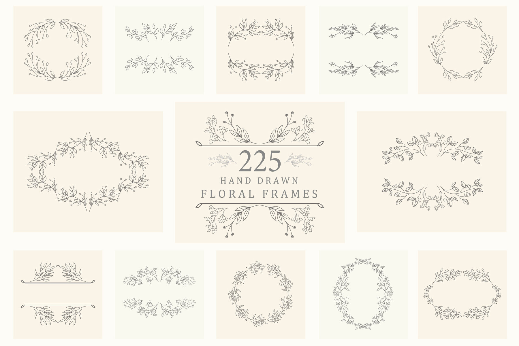 Hand drawn floral frames Bundle 1