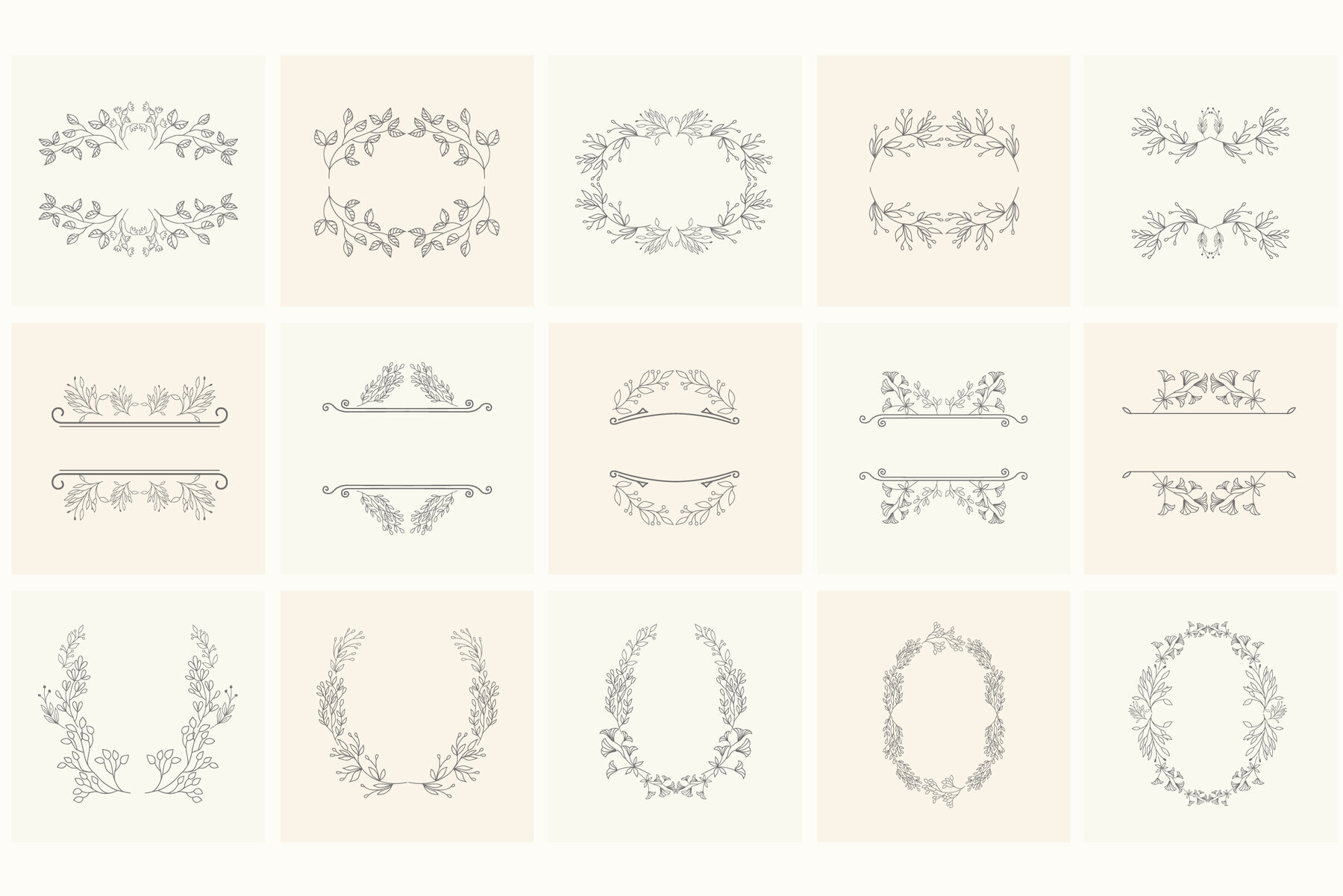 Hand drawn floral frames Bundle 2