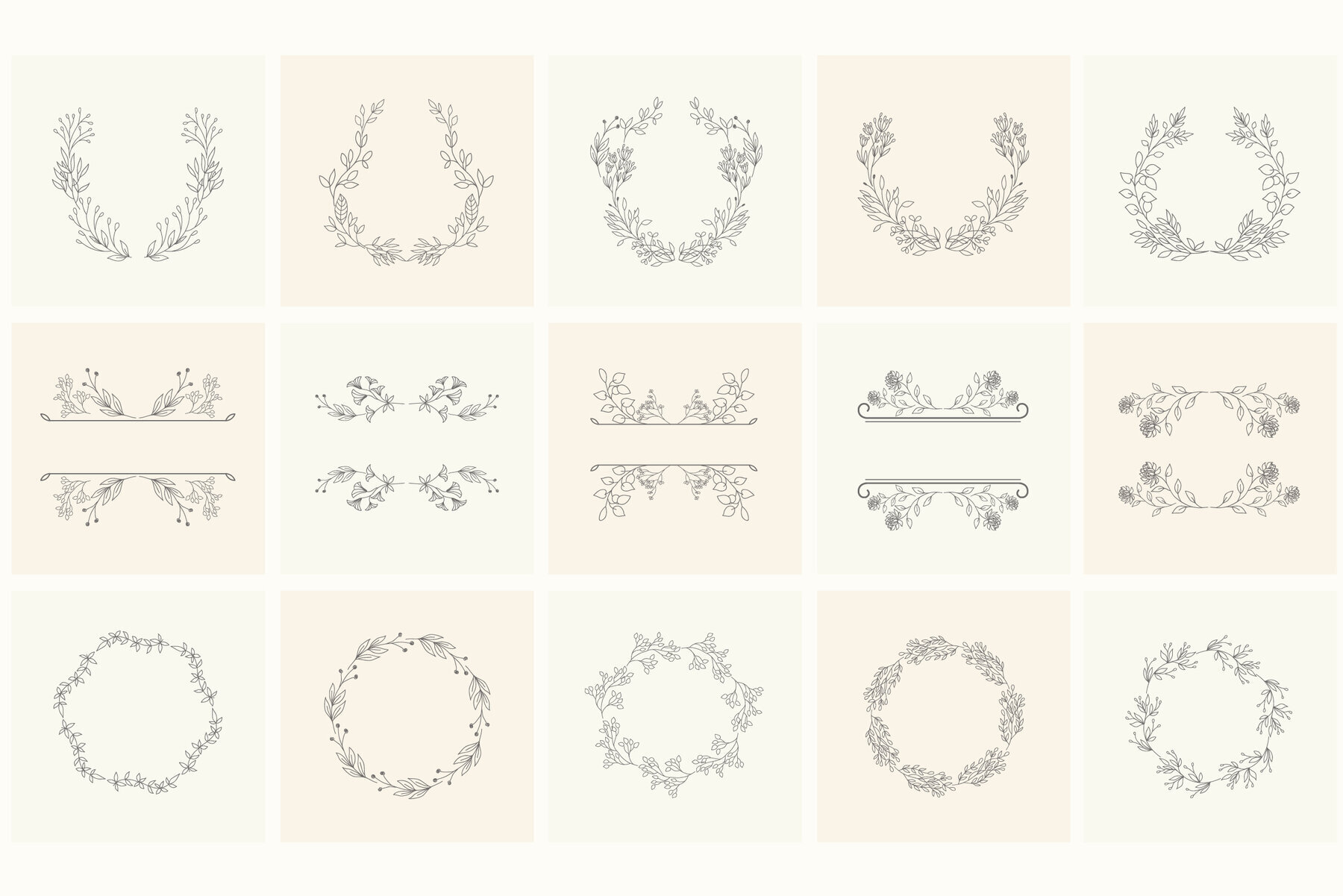 Hand drawn floral frames Bundle 3