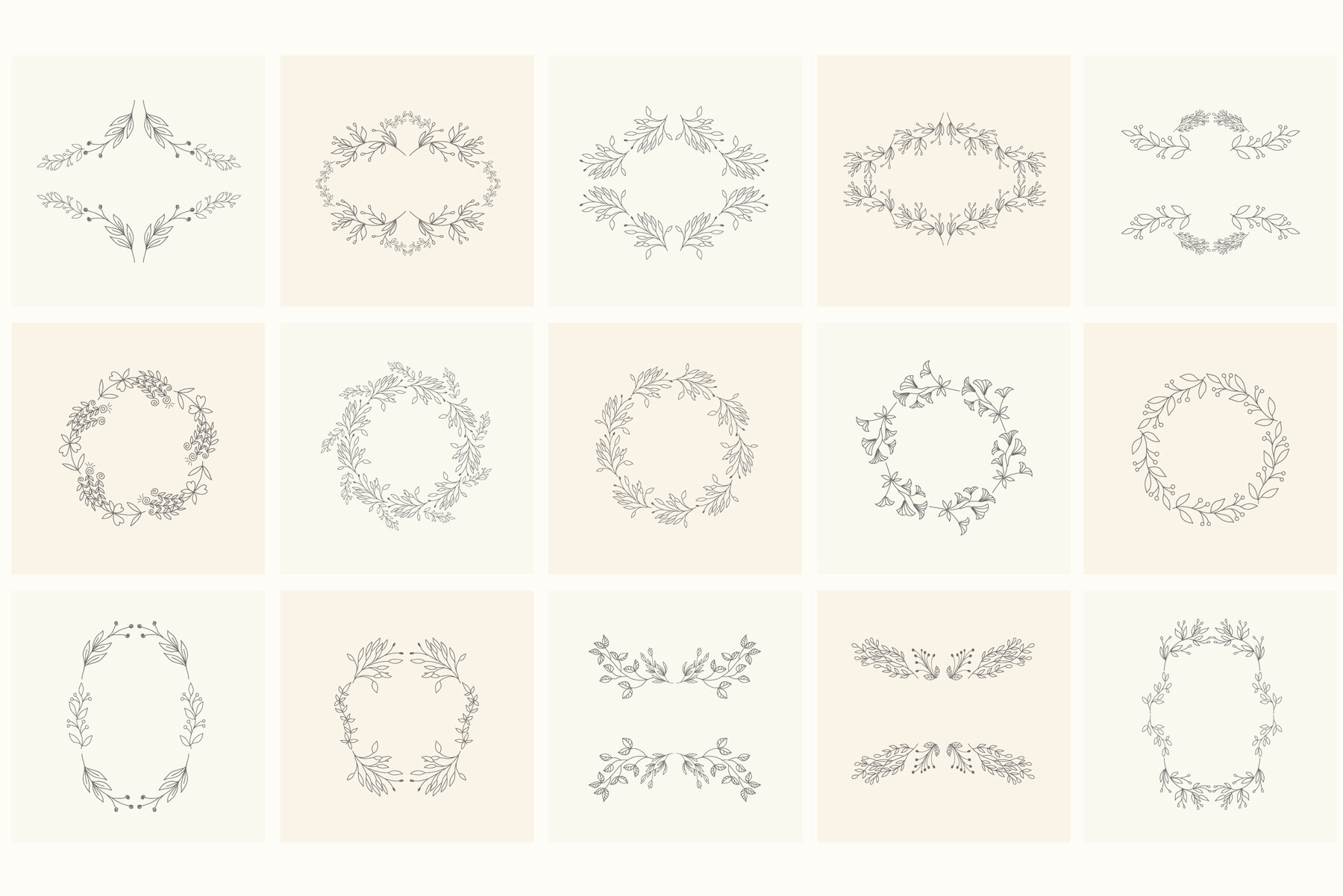 Hand drawn floral frames Bundle 4