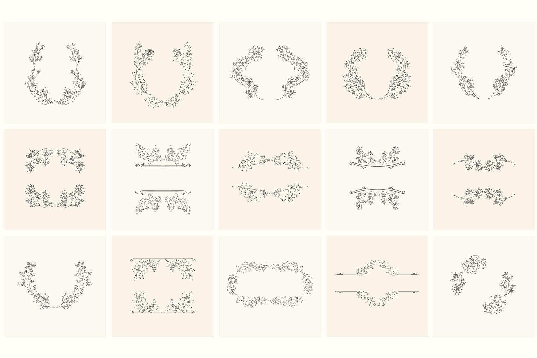 Hand drawn floral frames Bundle 5