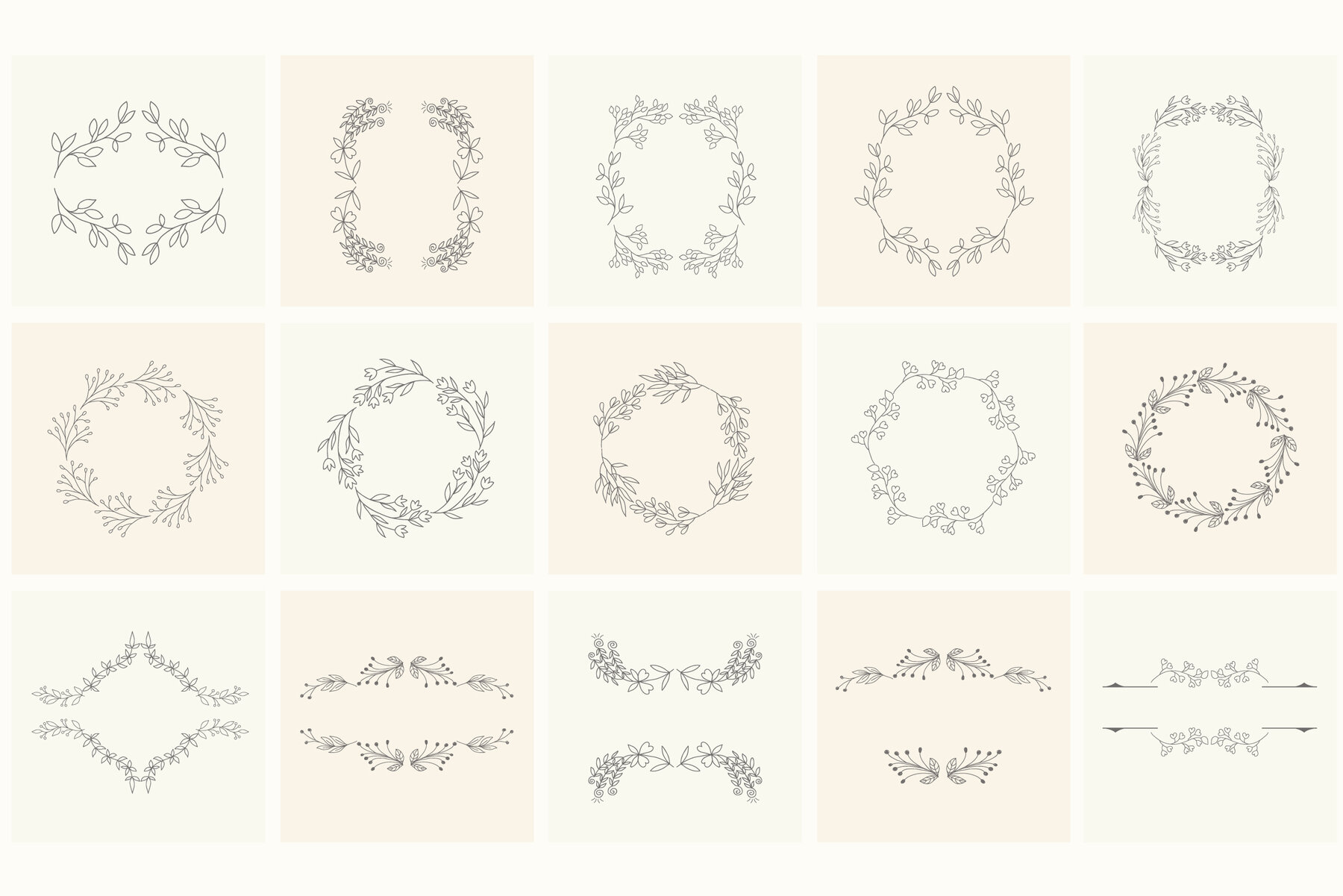 Hand drawn floral frames Bundle 8