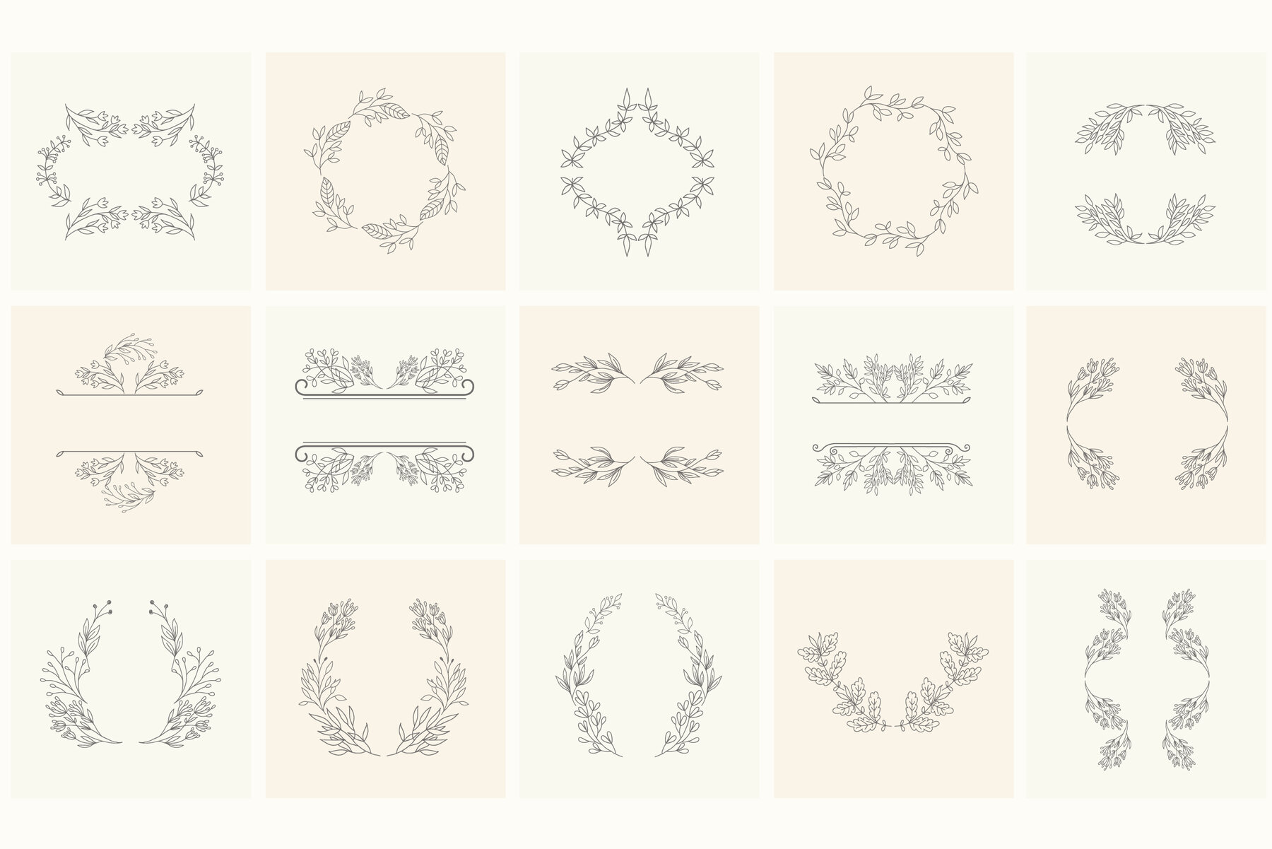 Hand drawn floral frames Bundle 11