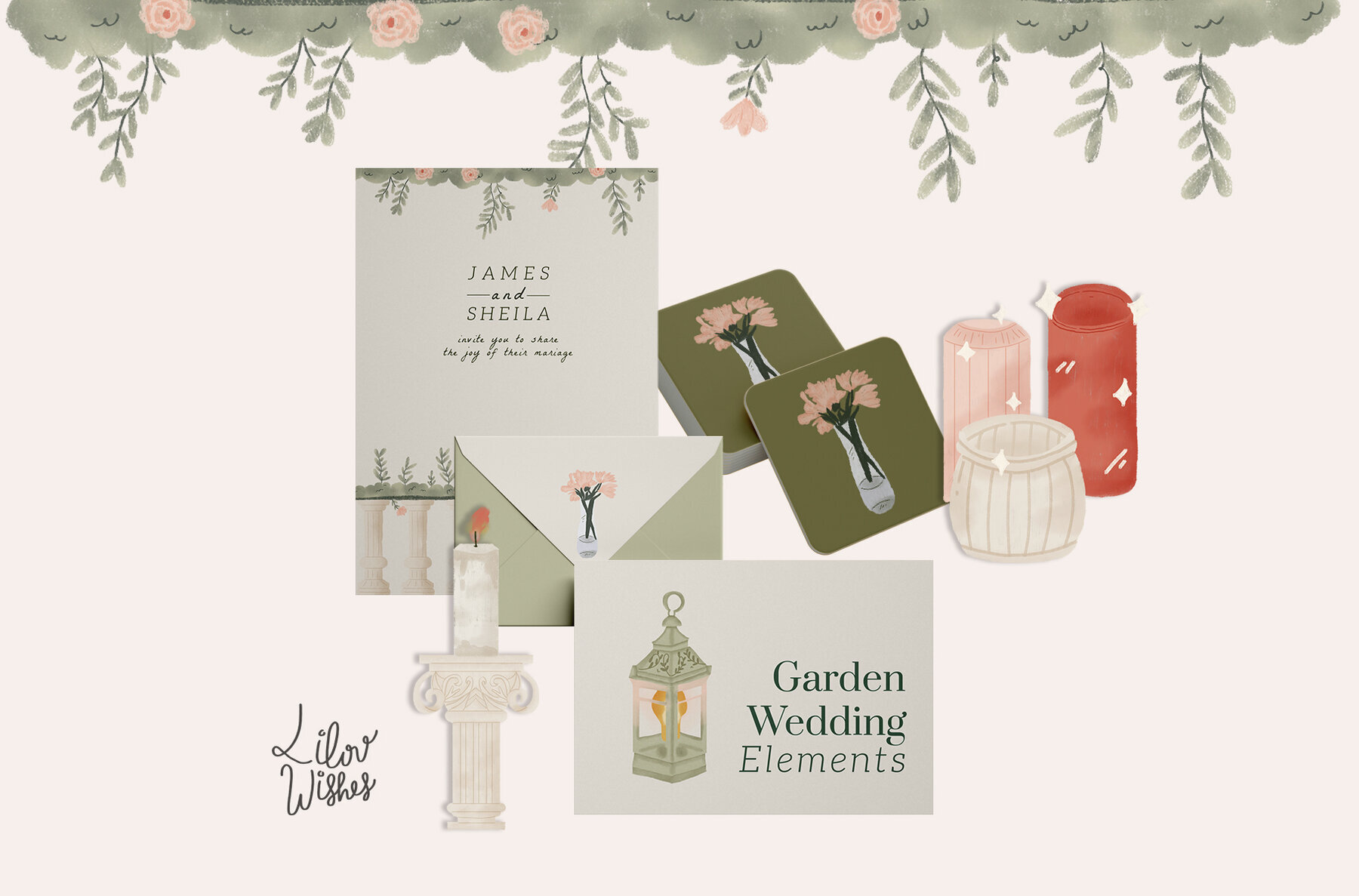 Garden Wedding Elements Graphic 1