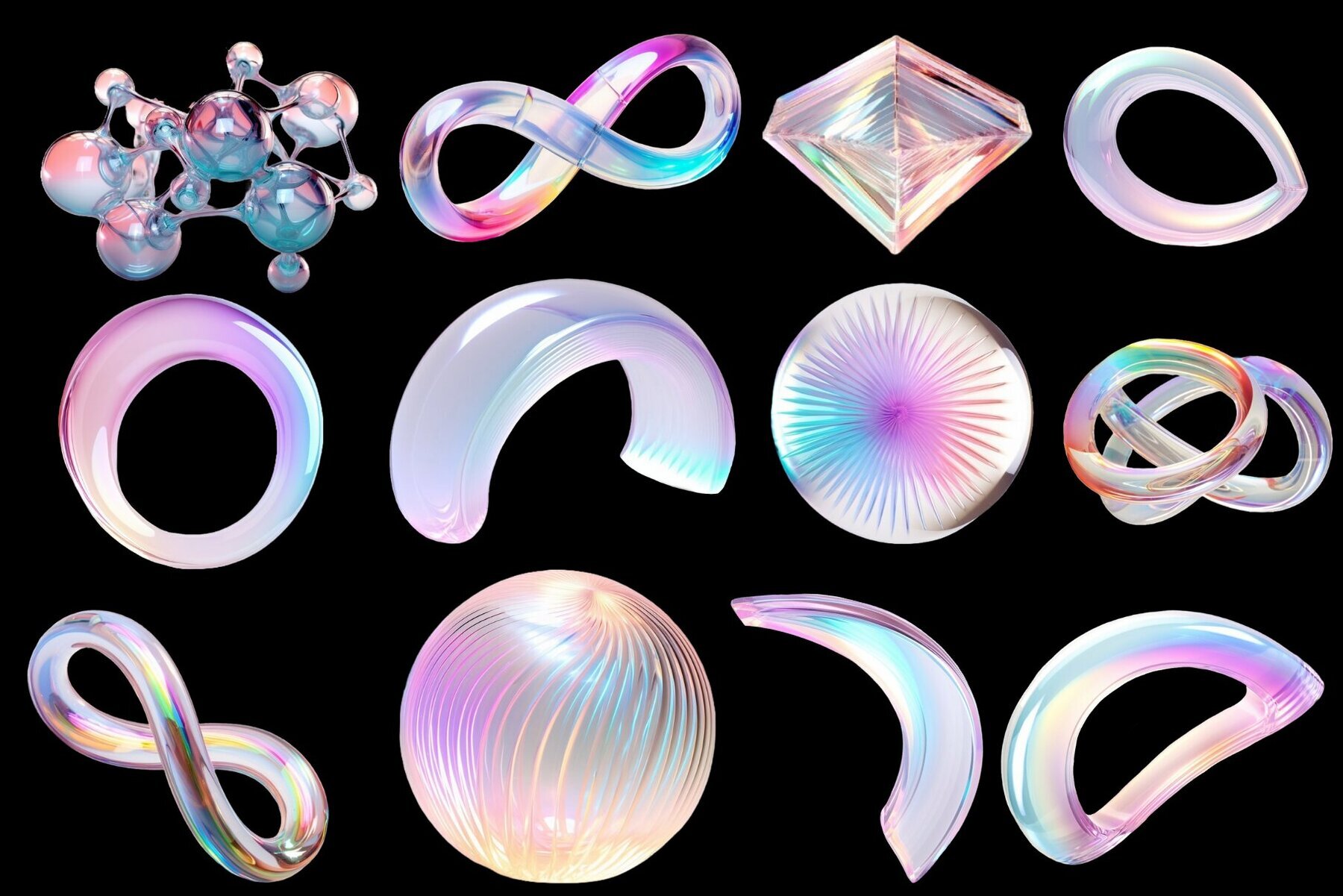 Abstract 3D Glass Shapes 3