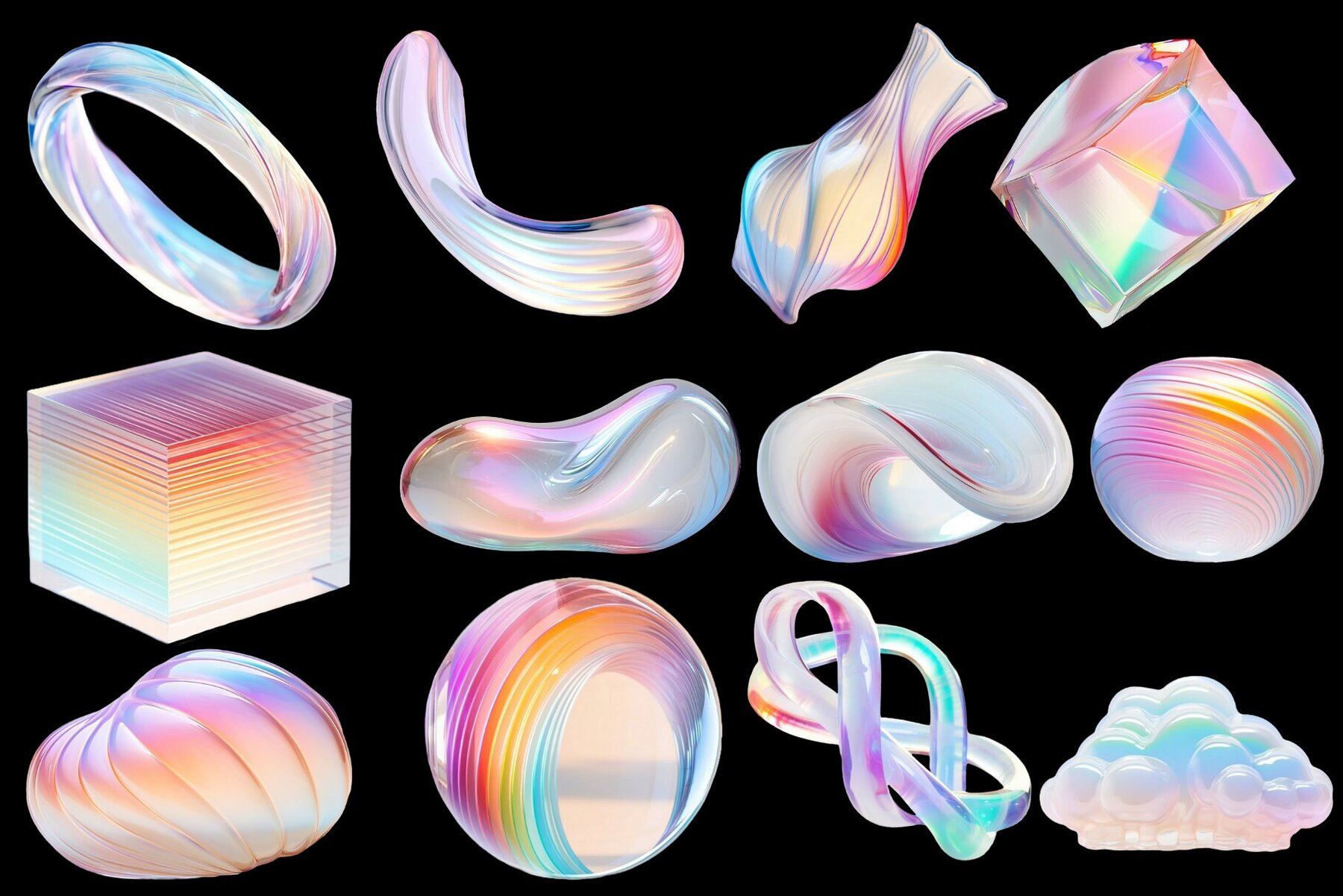 Abstract 3D Glass Shapes 4
