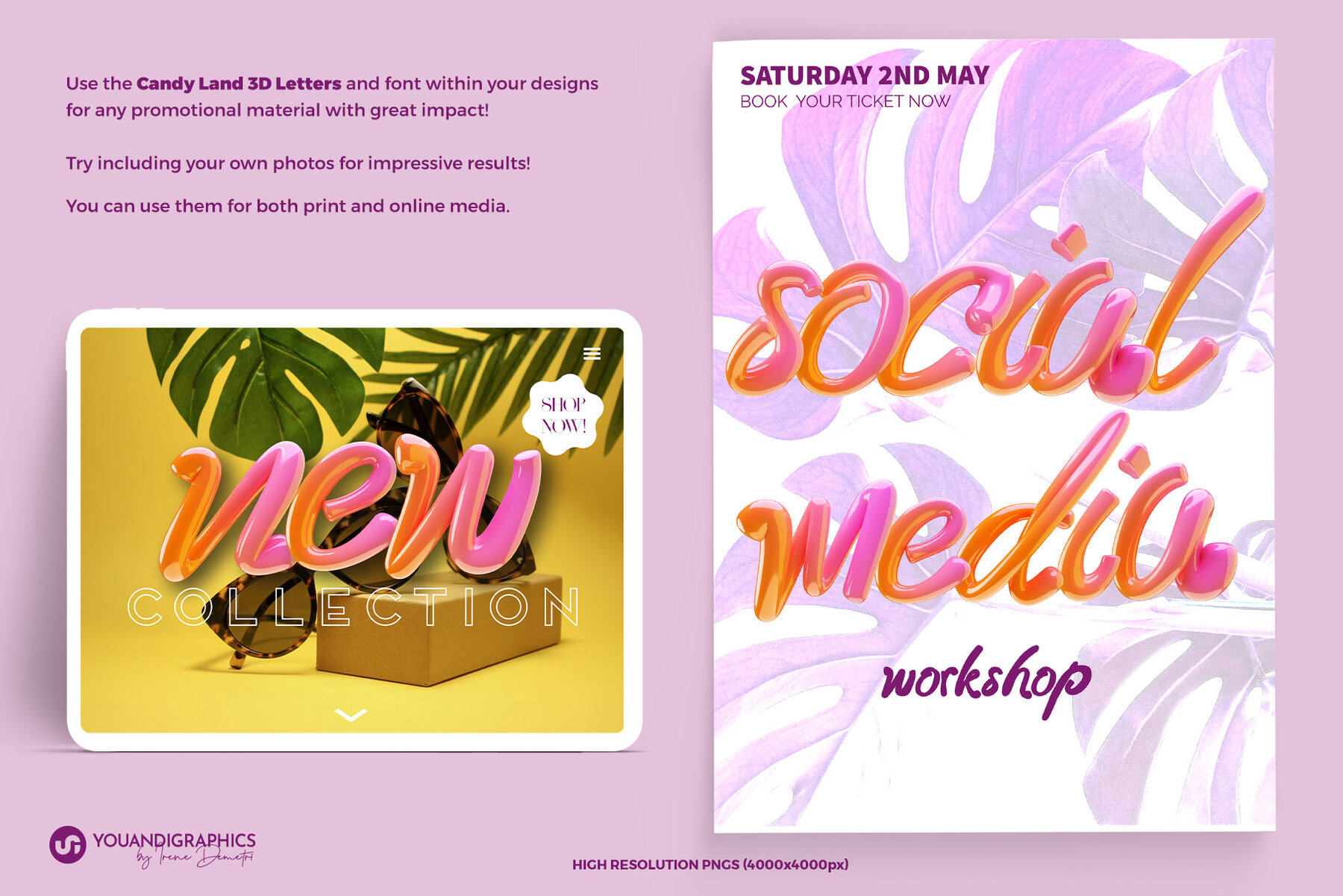 Candy Land 3D Letters and Font 9