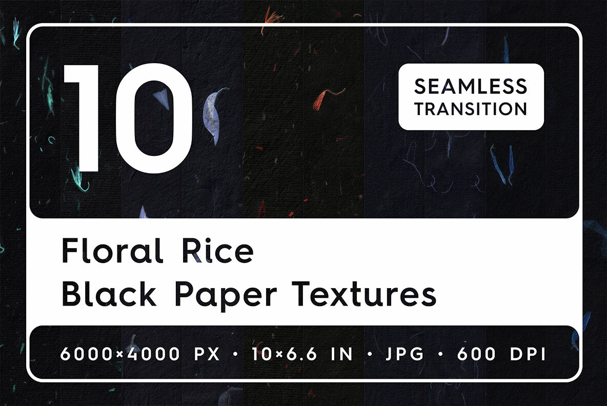 10 Floral Black Rice Paper Textures 1
