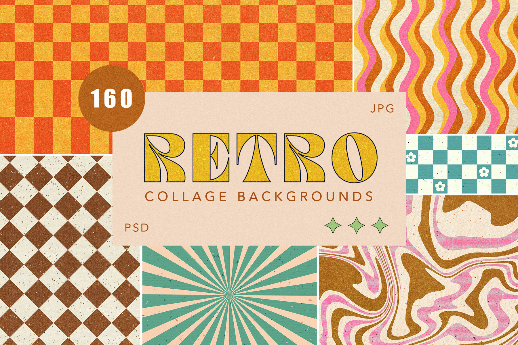 160 Retro Collage Textures 1