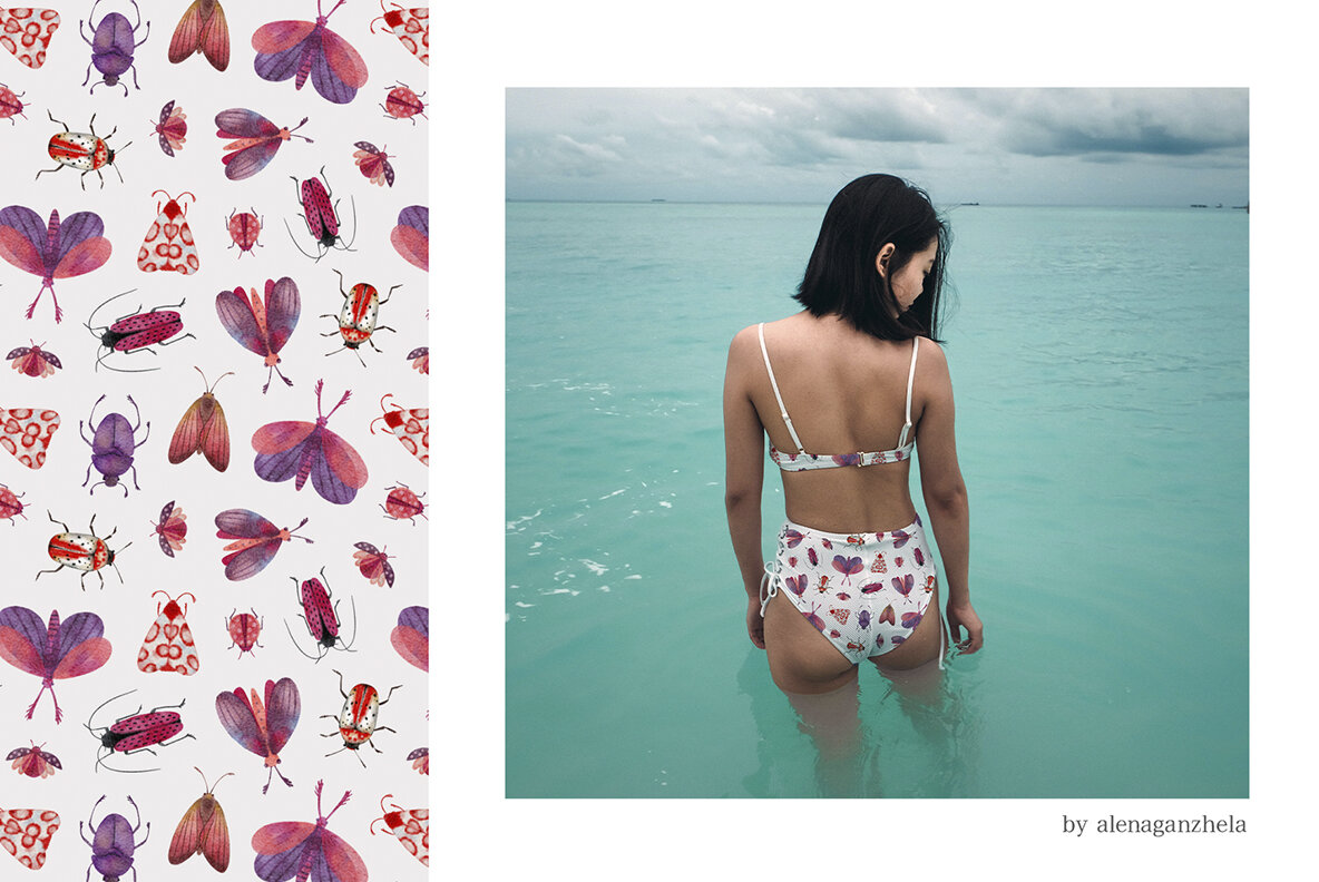 Insectopia Watercolor illustrations   Patterns 6